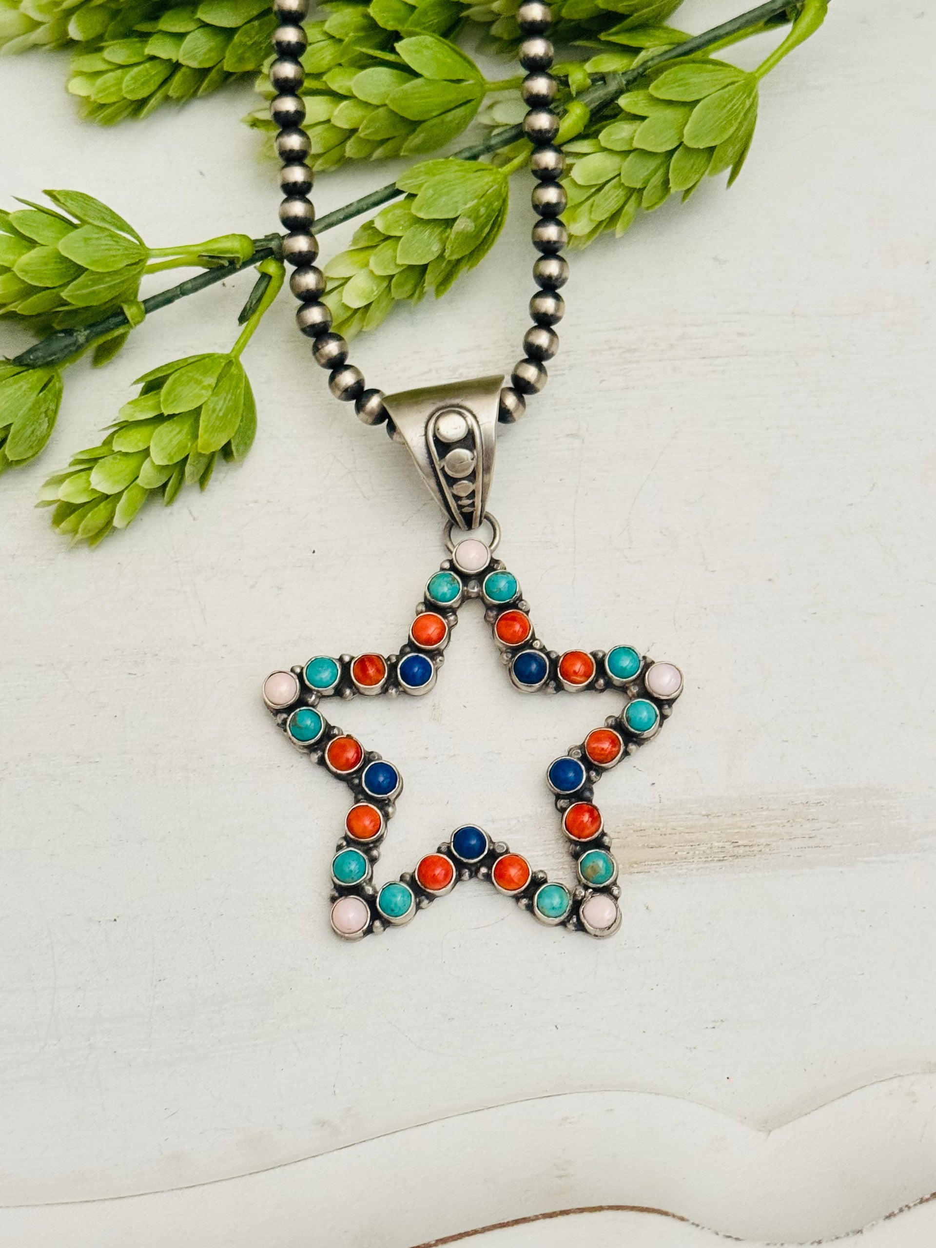 Charles Johnson Multi Stone & Sterling Silver Star Pendant