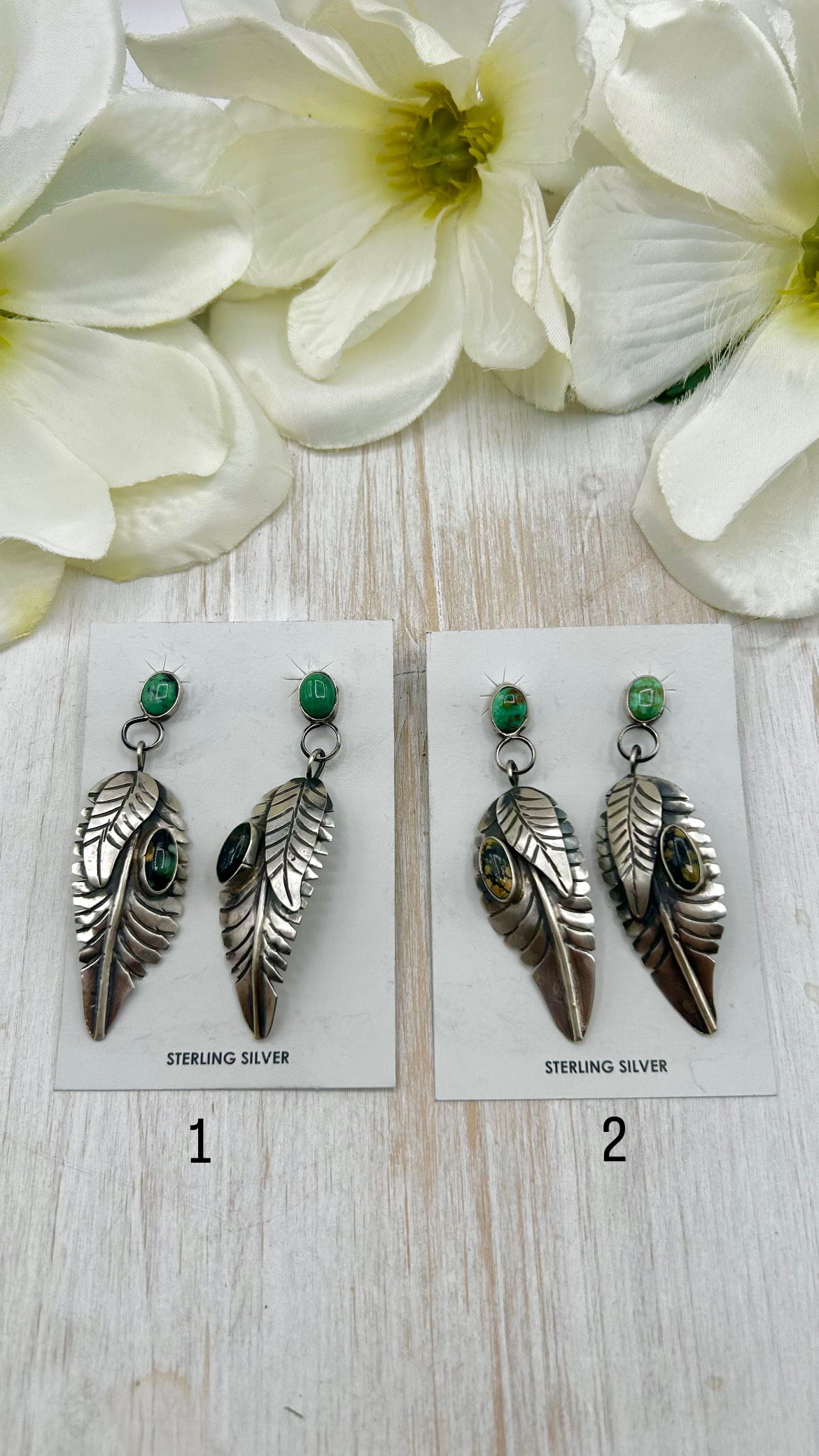 Navajo Made New Lander Variscite & Sterling Silver Post Earrings