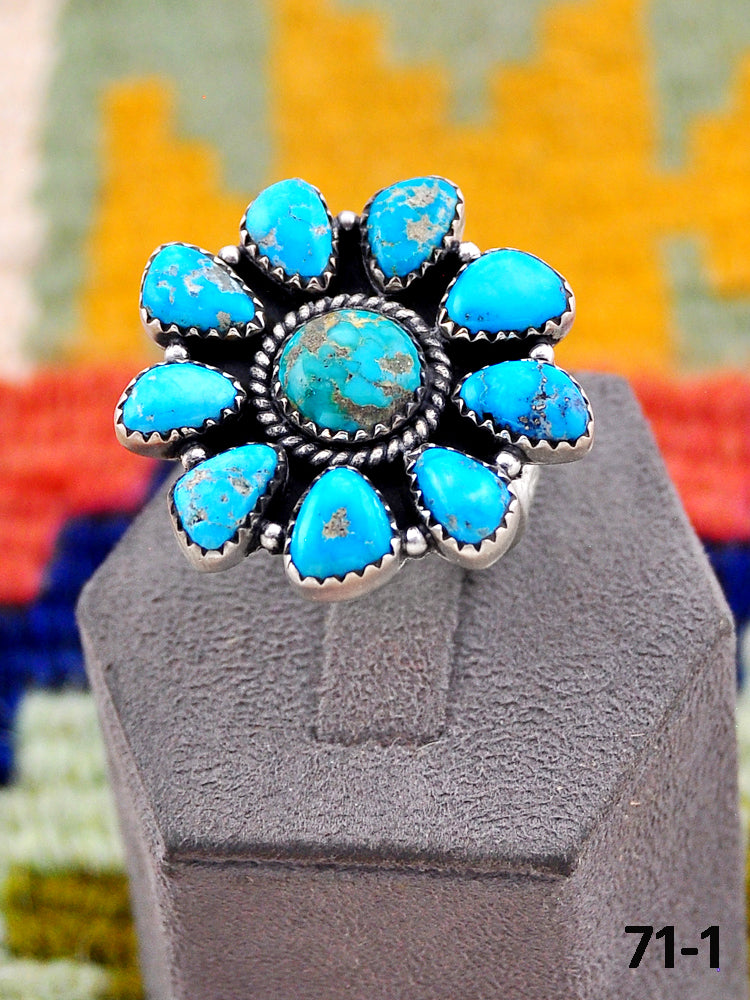 Southwest Handmade Santa Maria Turquoise & Sterling Silver Adjustable Ring