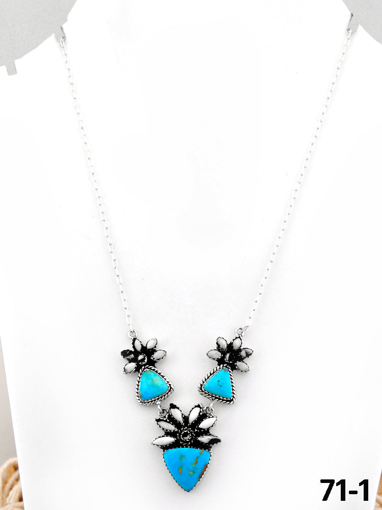 Southwest Handmade Santa Maria with White Buffalo & Sterling Silver Necklace