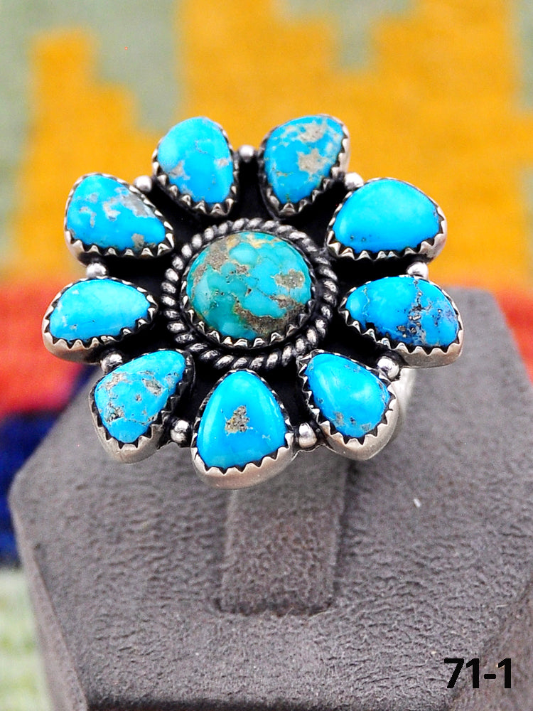 Southwest Handmade Santa Maria Turquoise & Sterling Silver Adjustable Ring