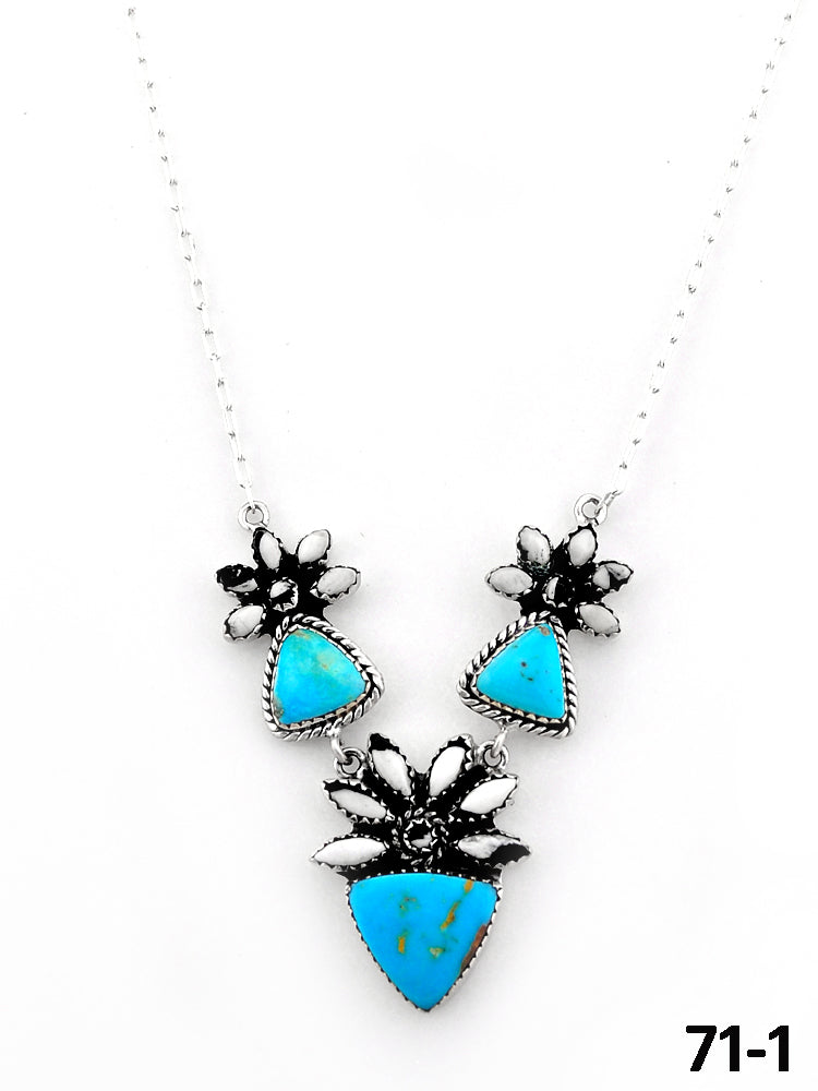 Southwest Handmade Santa Maria with White Buffalo & Sterling Silver Necklace