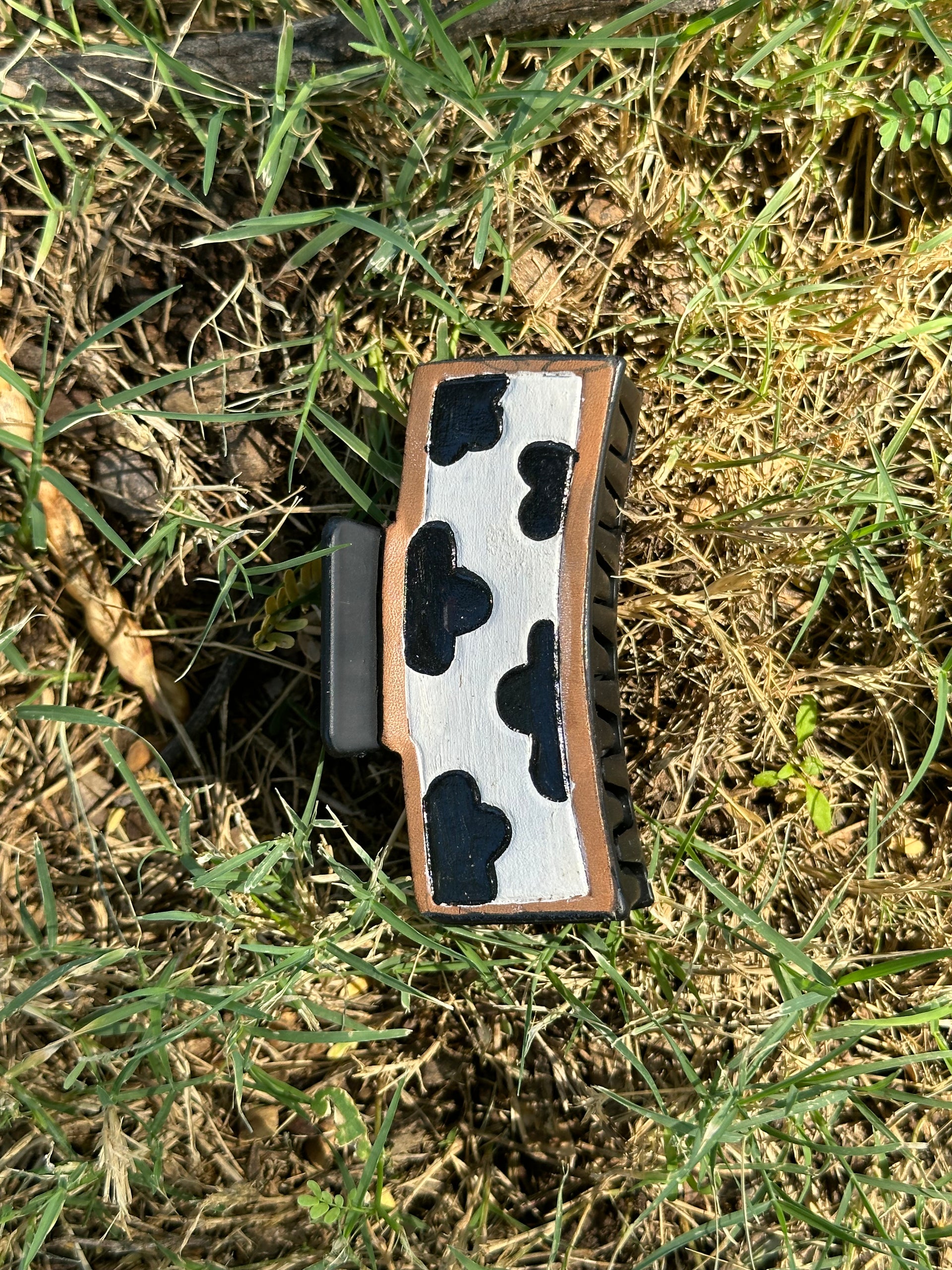 Genuine Tooled Leather Hair Clip