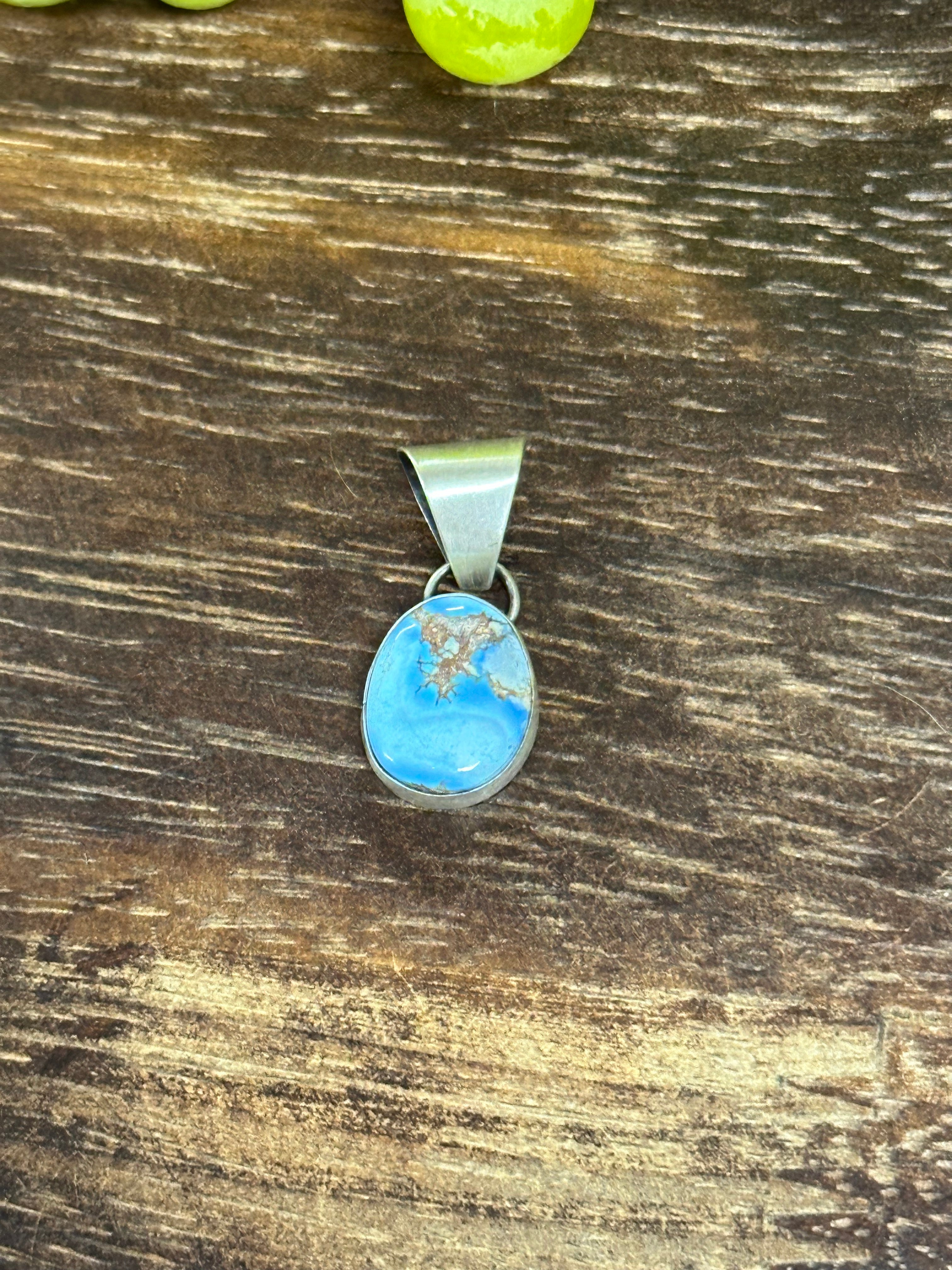 Navajo Made Golden Hills Turquoise & Sterling Silver Pendant