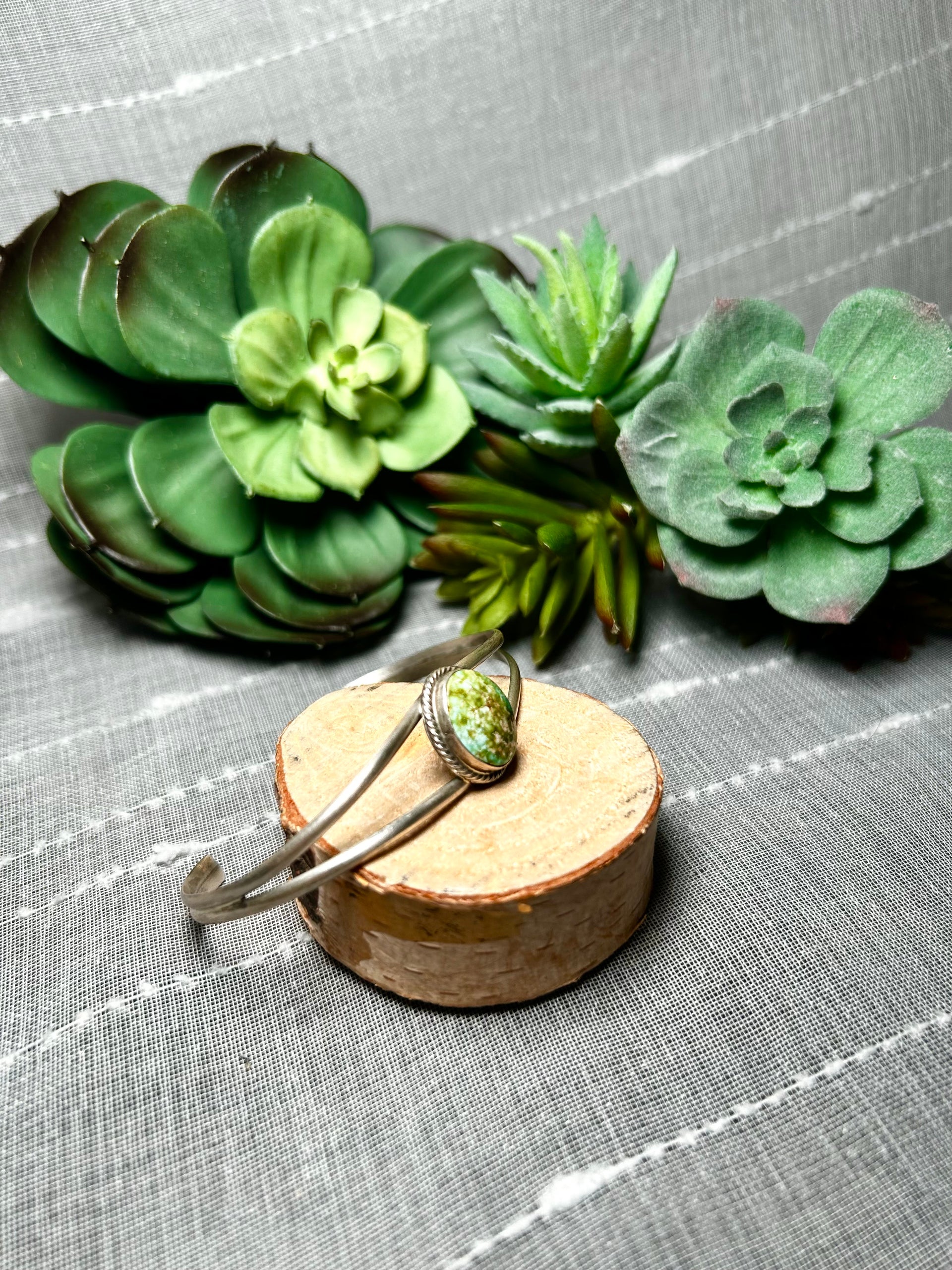 Navajo Made Sonoran Mountain Turquoise & Sterling Silver Cuff Bracelet