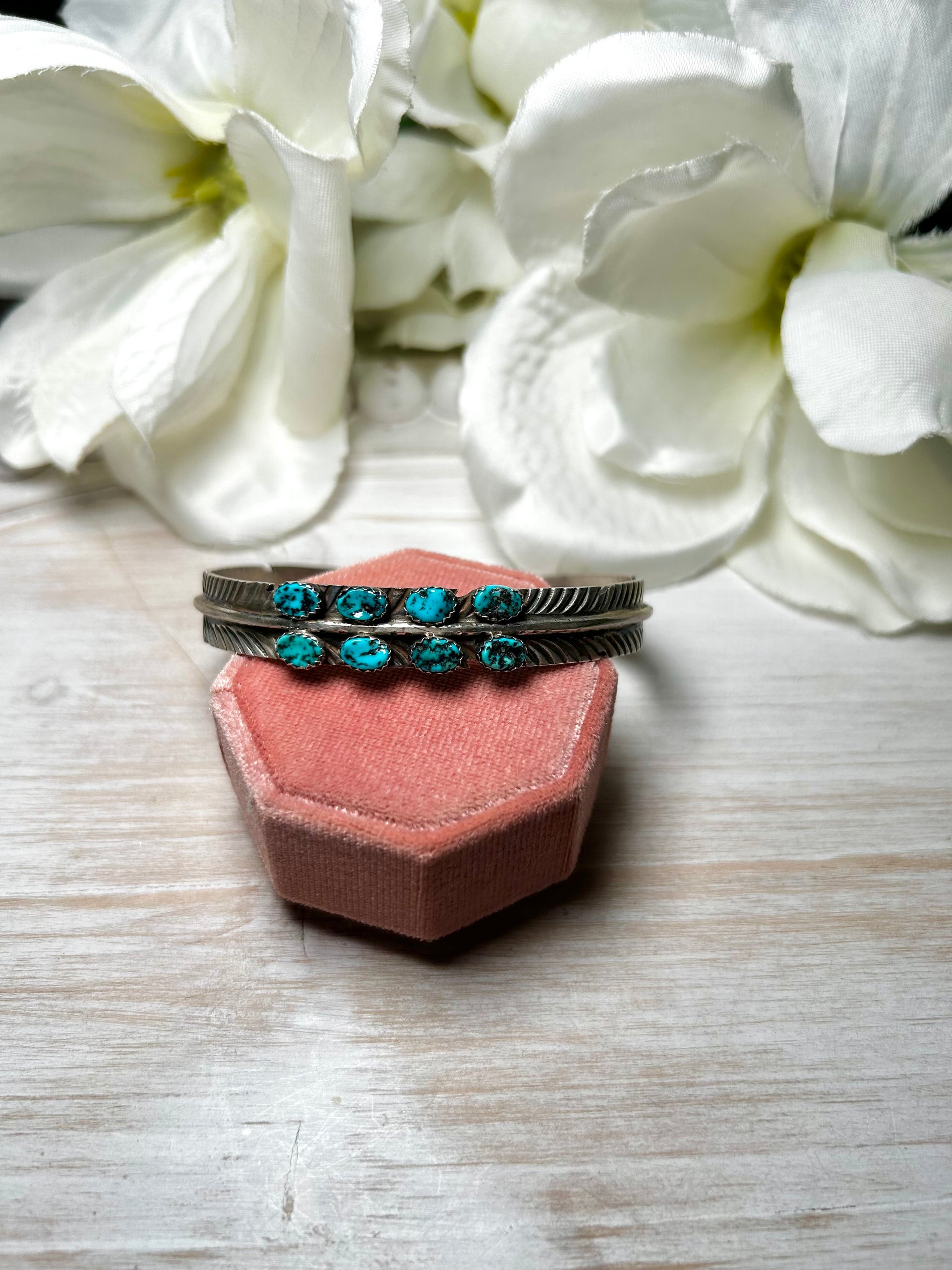 Navajo Made Kingman Turquoise & Sterling Silver Cuff Bracelet