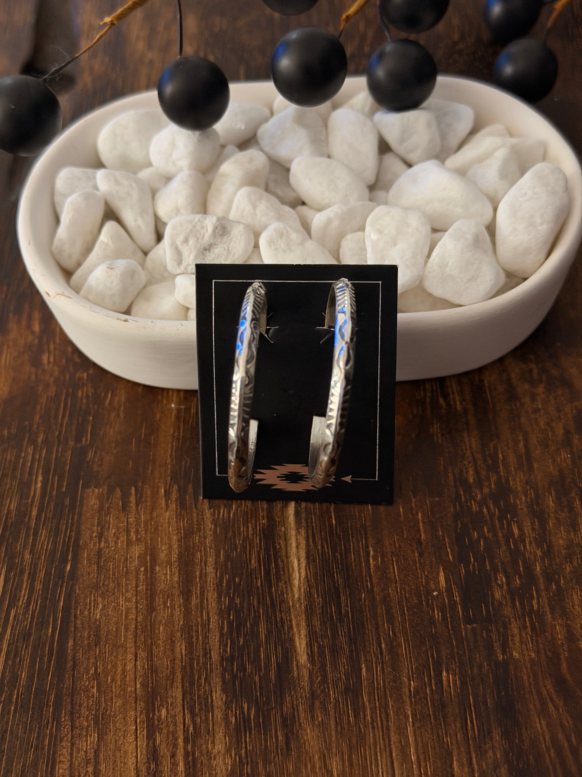 Navajo Made Sterling Silver Hoop Earrings