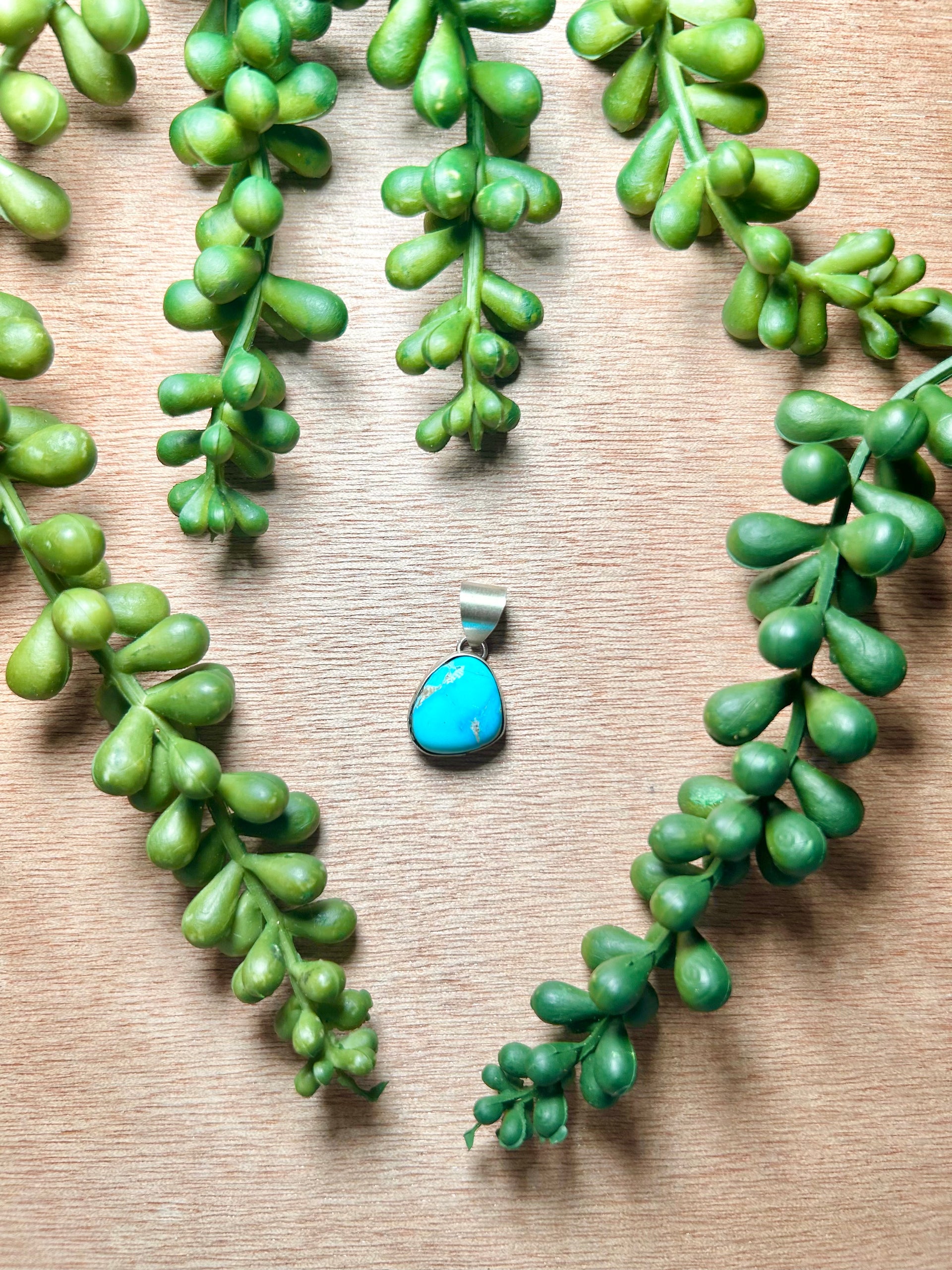 Navajo Made Blue Ridge Turquoise & Sterling Silver Pendant