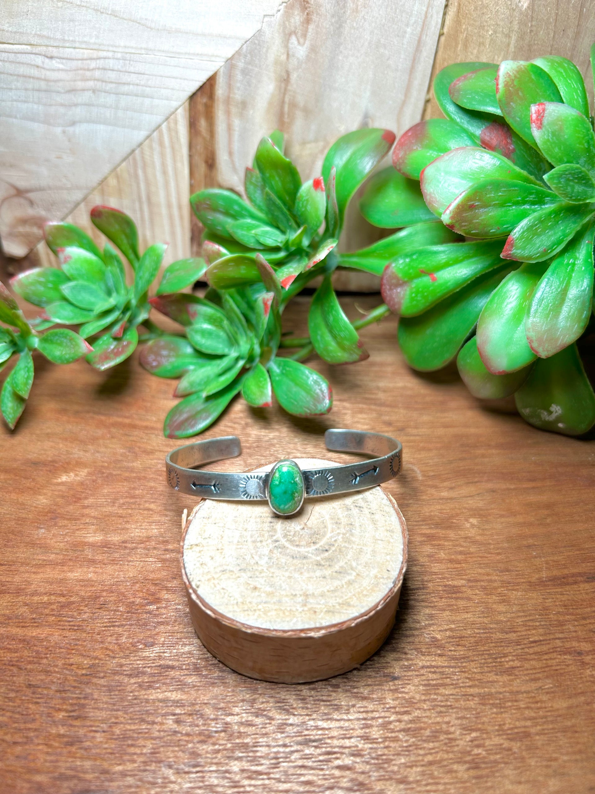 Navajo Made Sonoran Gold Turquoise & Sterling Silver Cuff Bracelet