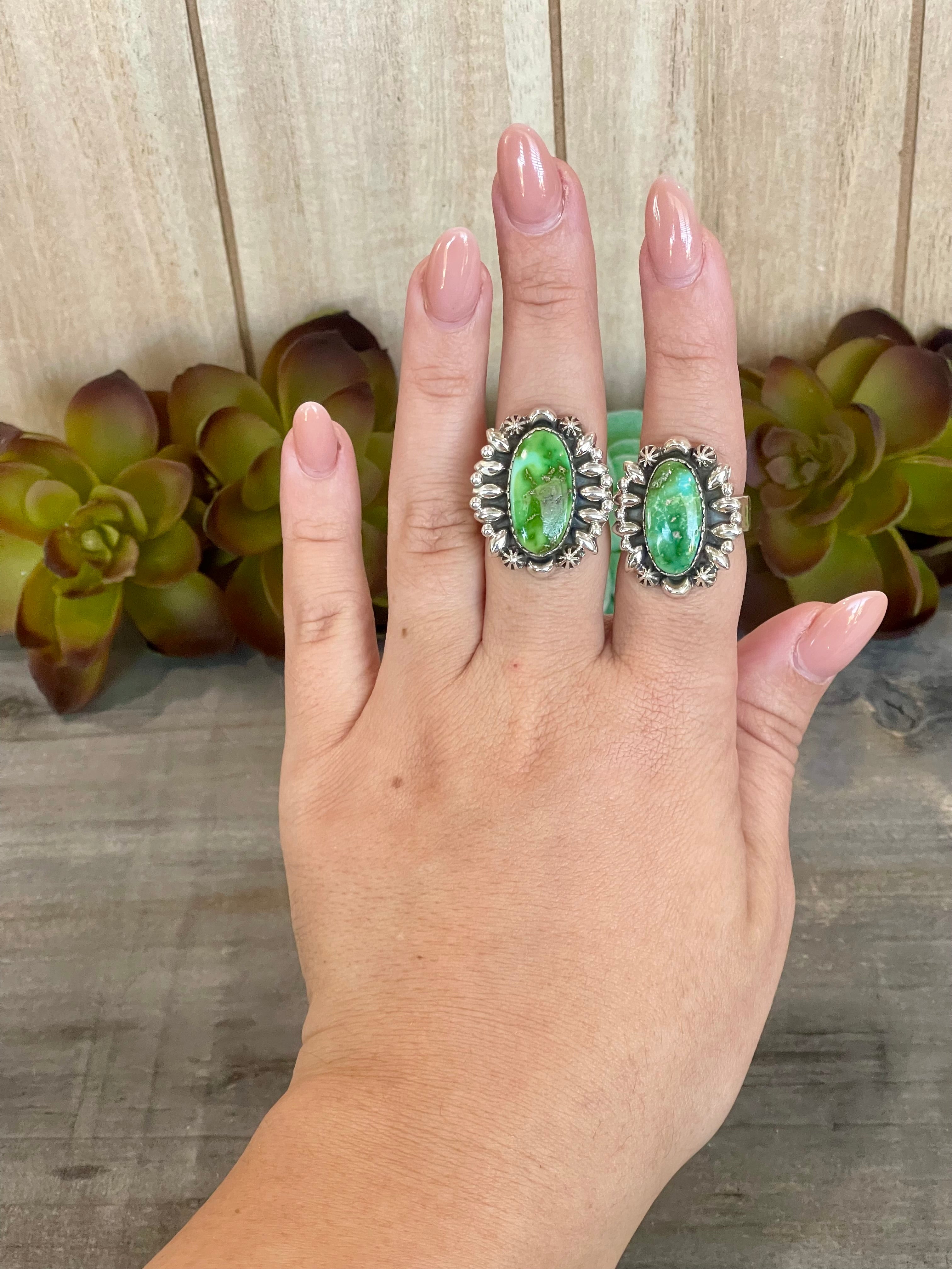 Southwest Handmade Sonoran Mountain Turquoise & Sterling Silver Adjustable Ring