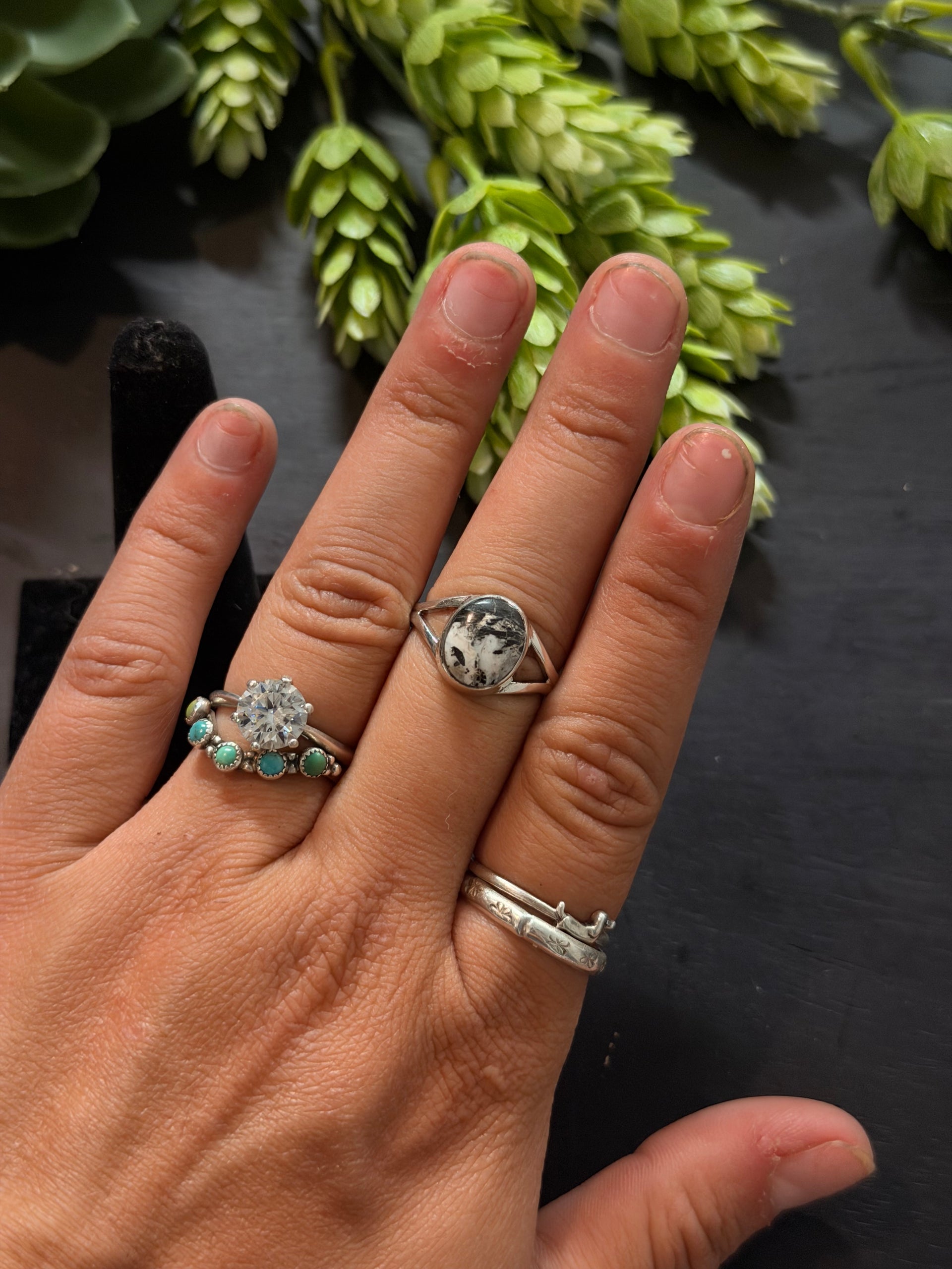 Navajo Made White Buffalo & Sterling Silver Ring