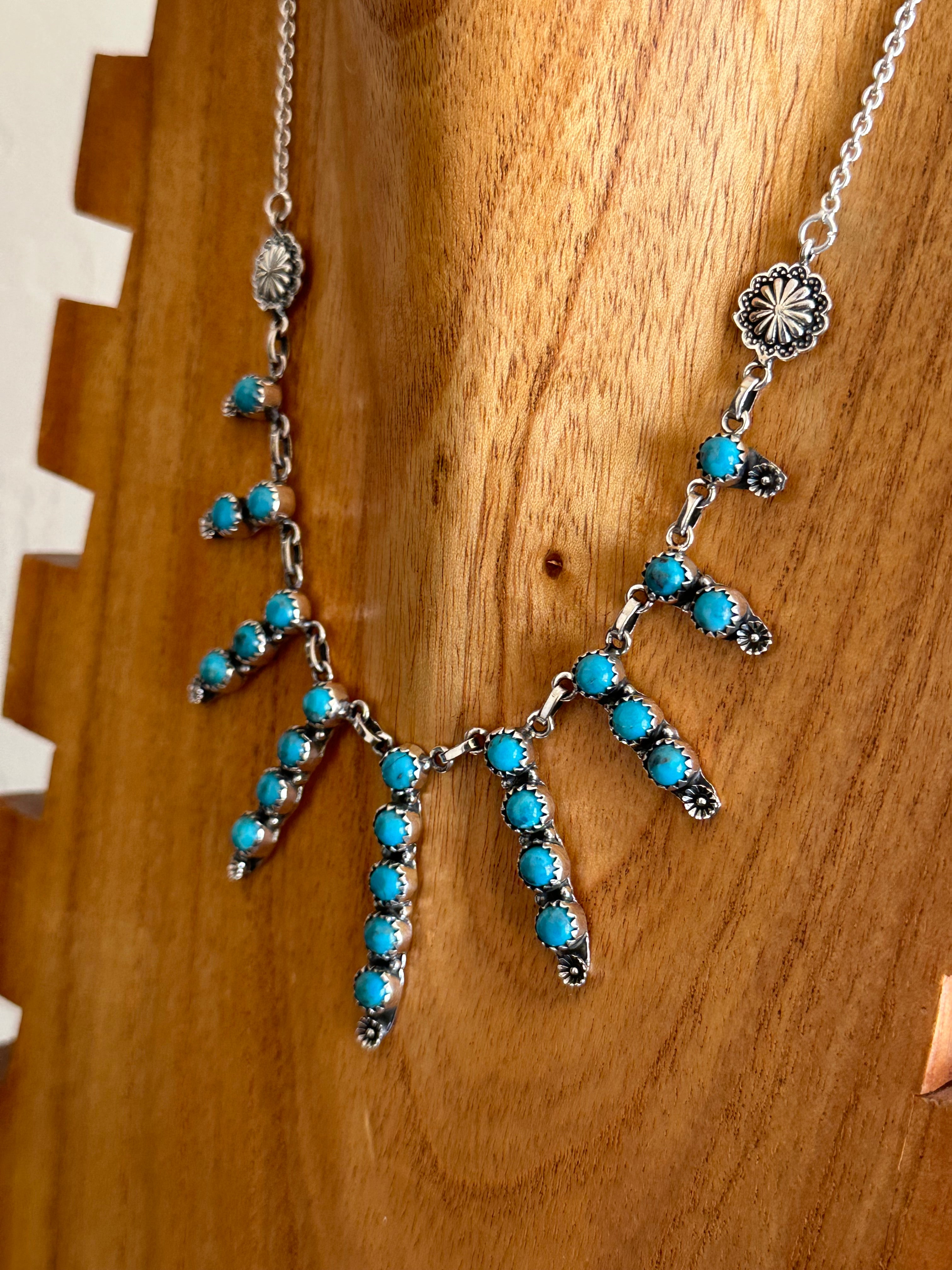 Southwest Handmade Kingman Turquoise & Sterling Silver Necklace