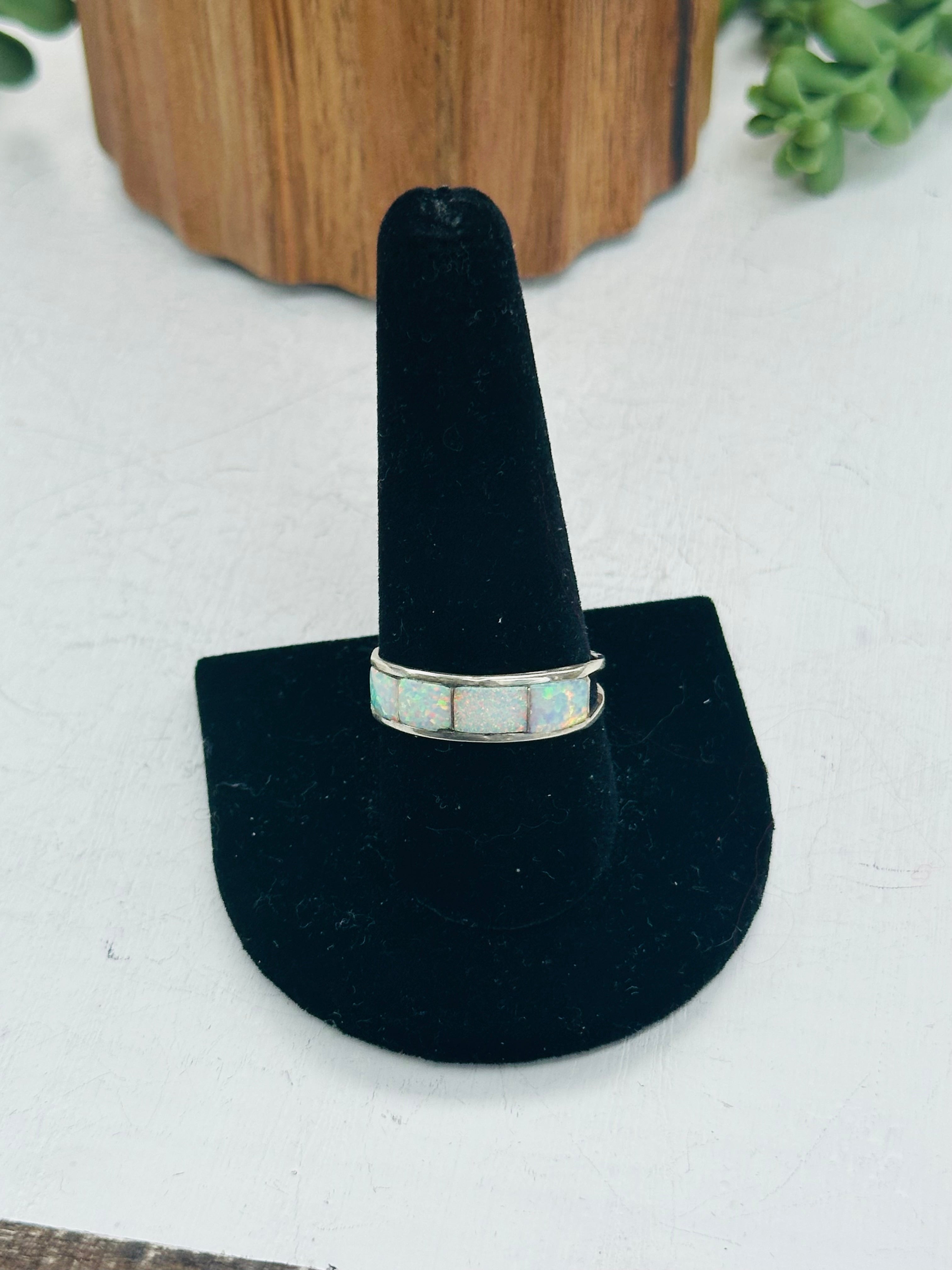 Navajo Made Sterling Silver Inlay Ring