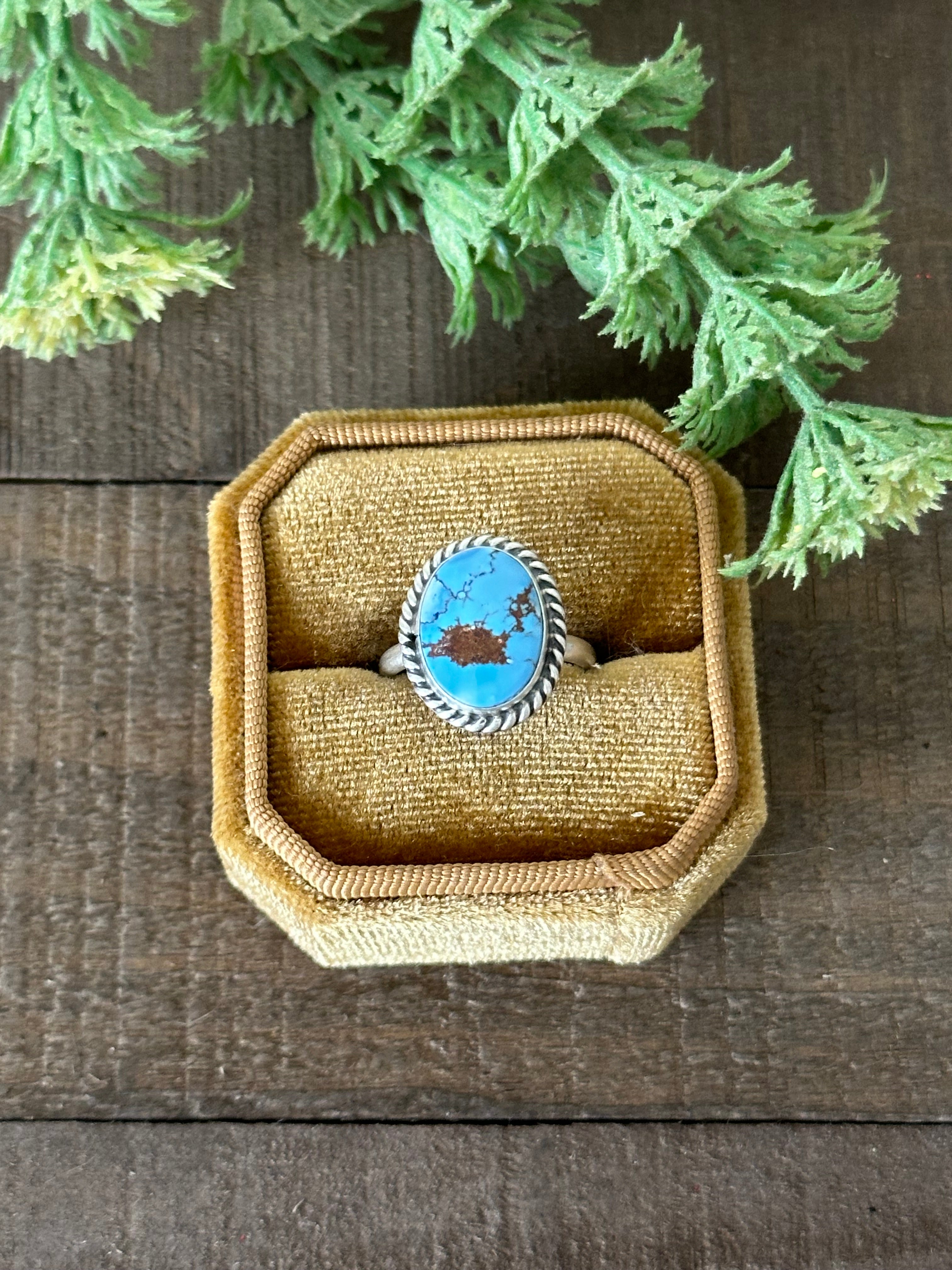 Navajo Made Golden Hills Turquoise & Sterling Silver Ring