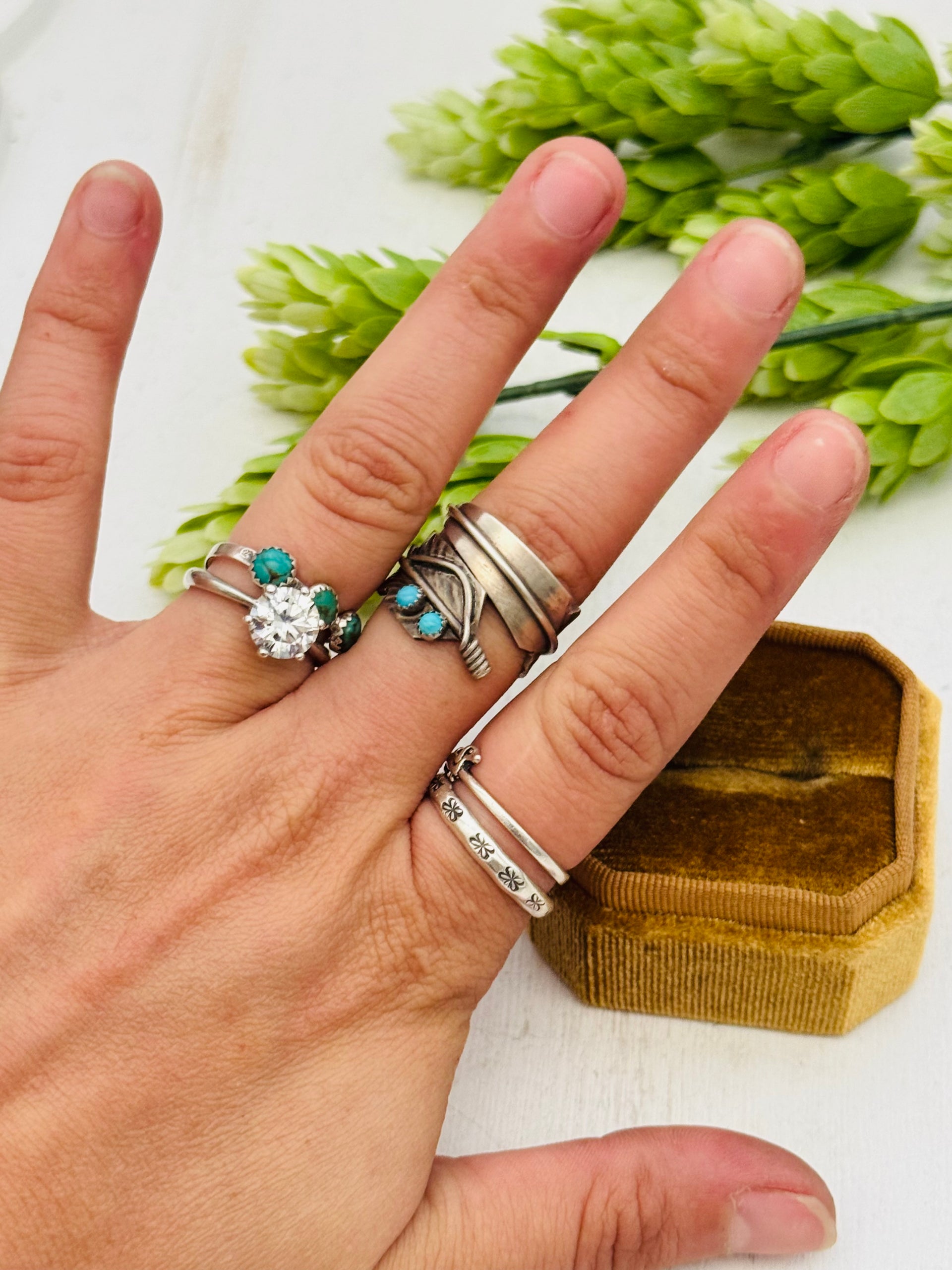 Navajo Made Kingman Turquoise & Sterling Silver Adjustable Ring