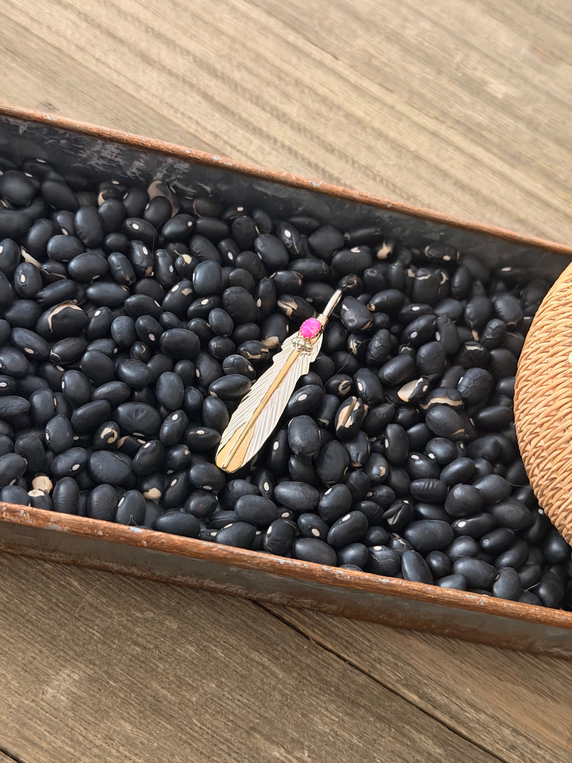 Navajo Made Opal (Man Made) & Sterling Silver Feather Pendant