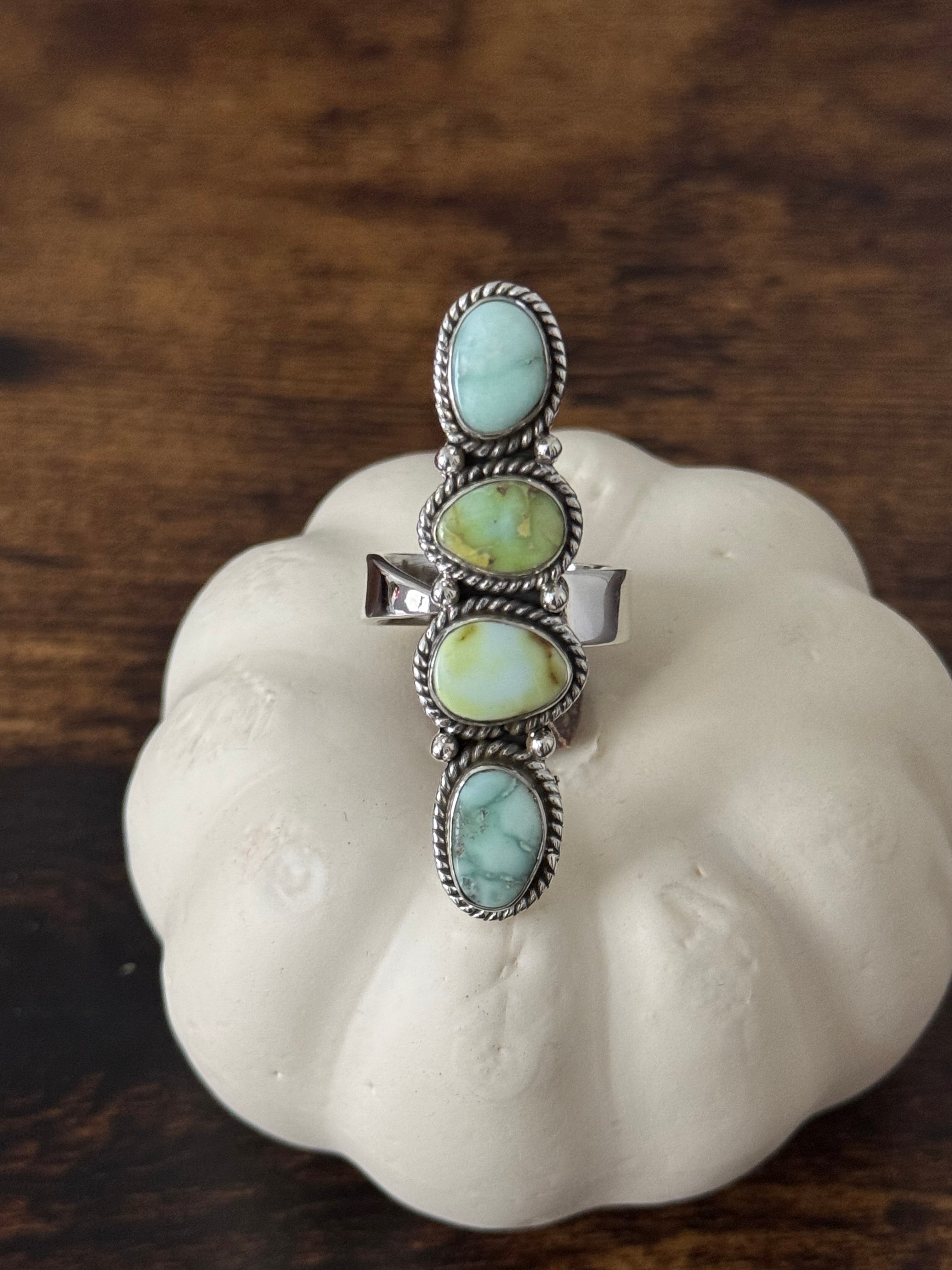 Southwest Handmade Multi Stone & Sterling Silver Adjustable Cluster Ring