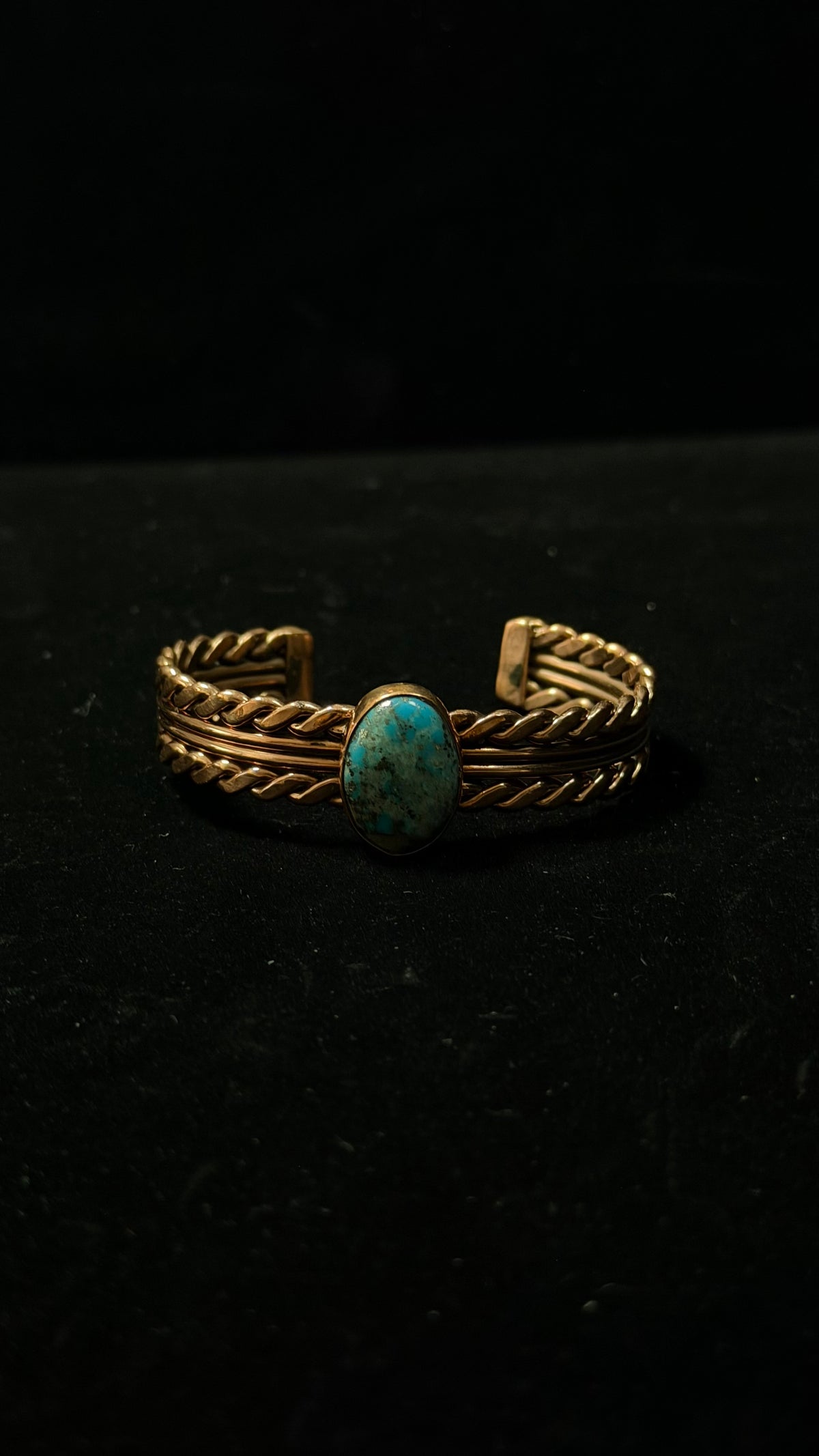 Navajo Made Kingman Turquoise & Copper Cuff Bracelet