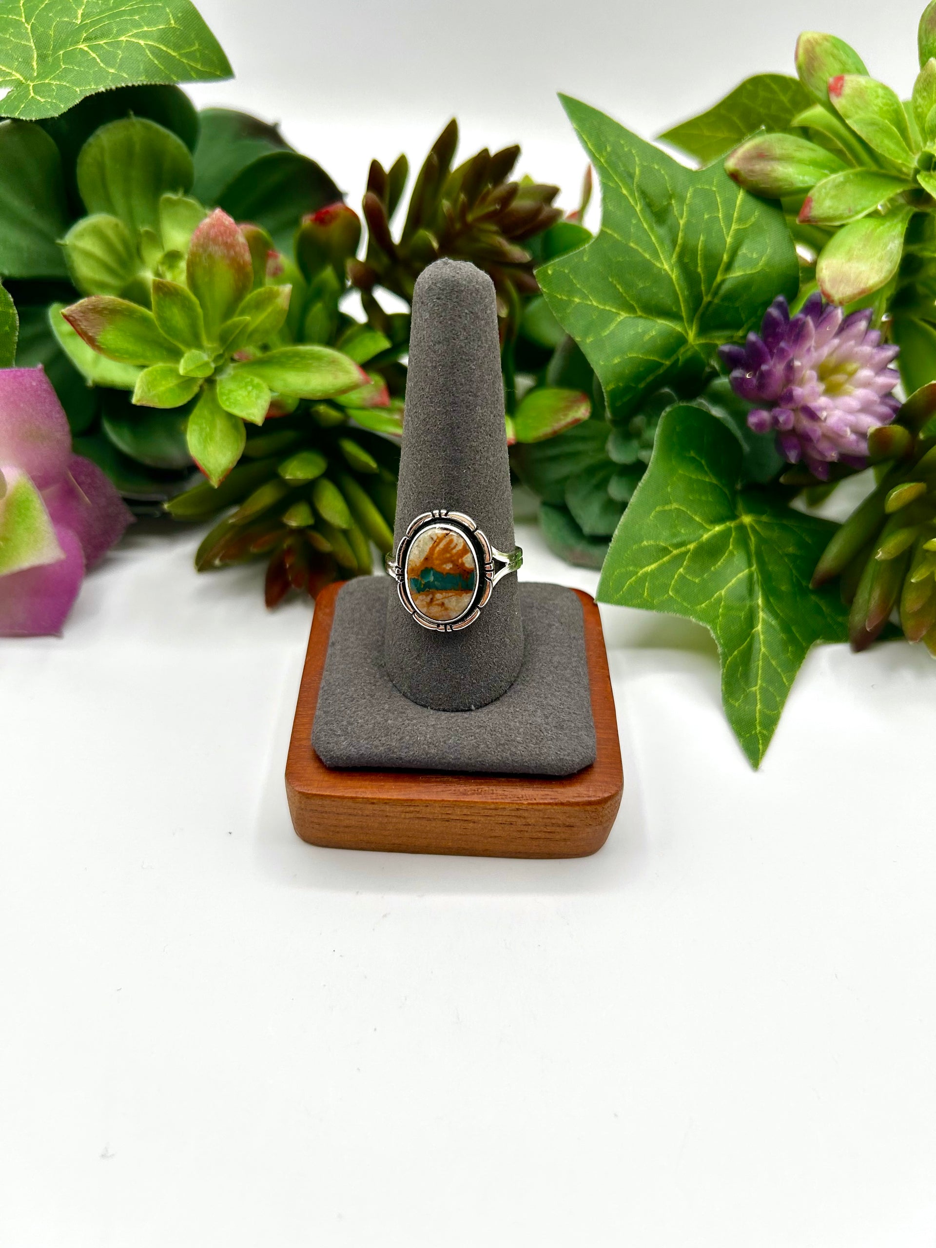 Navajo Made Ribbon Royston & Sterling Silver Ring Size 10