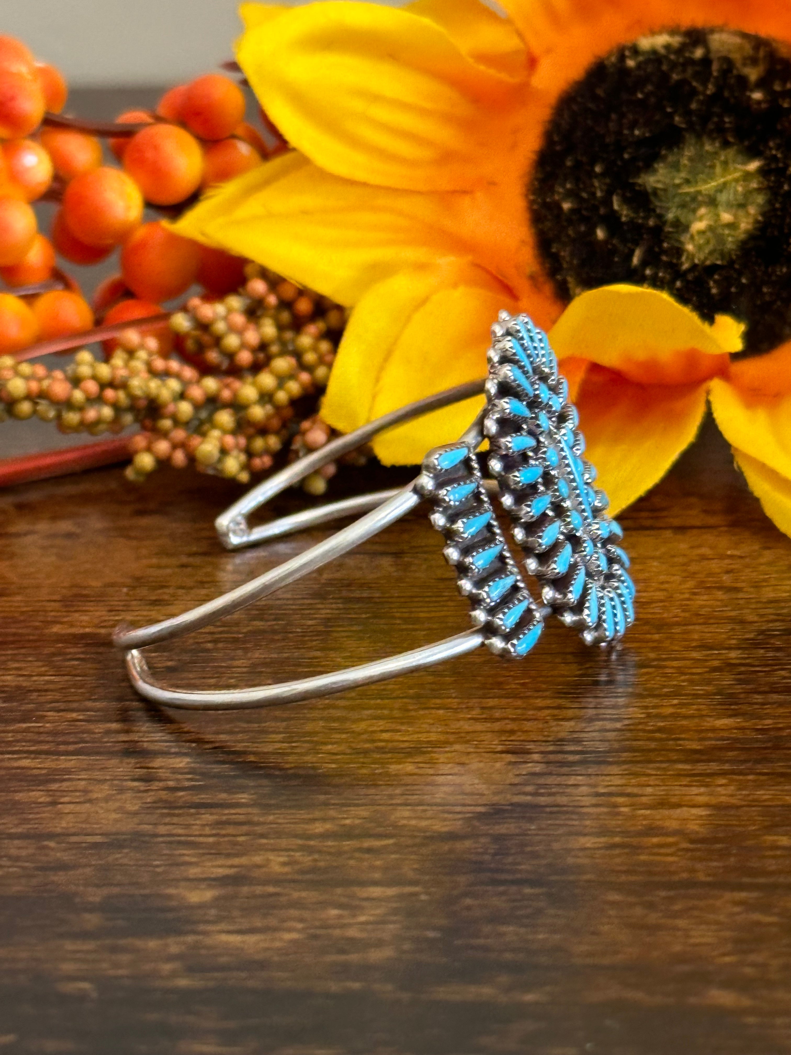 Zuni Made Turquoise & Sterling Silver Cuff Bracelet