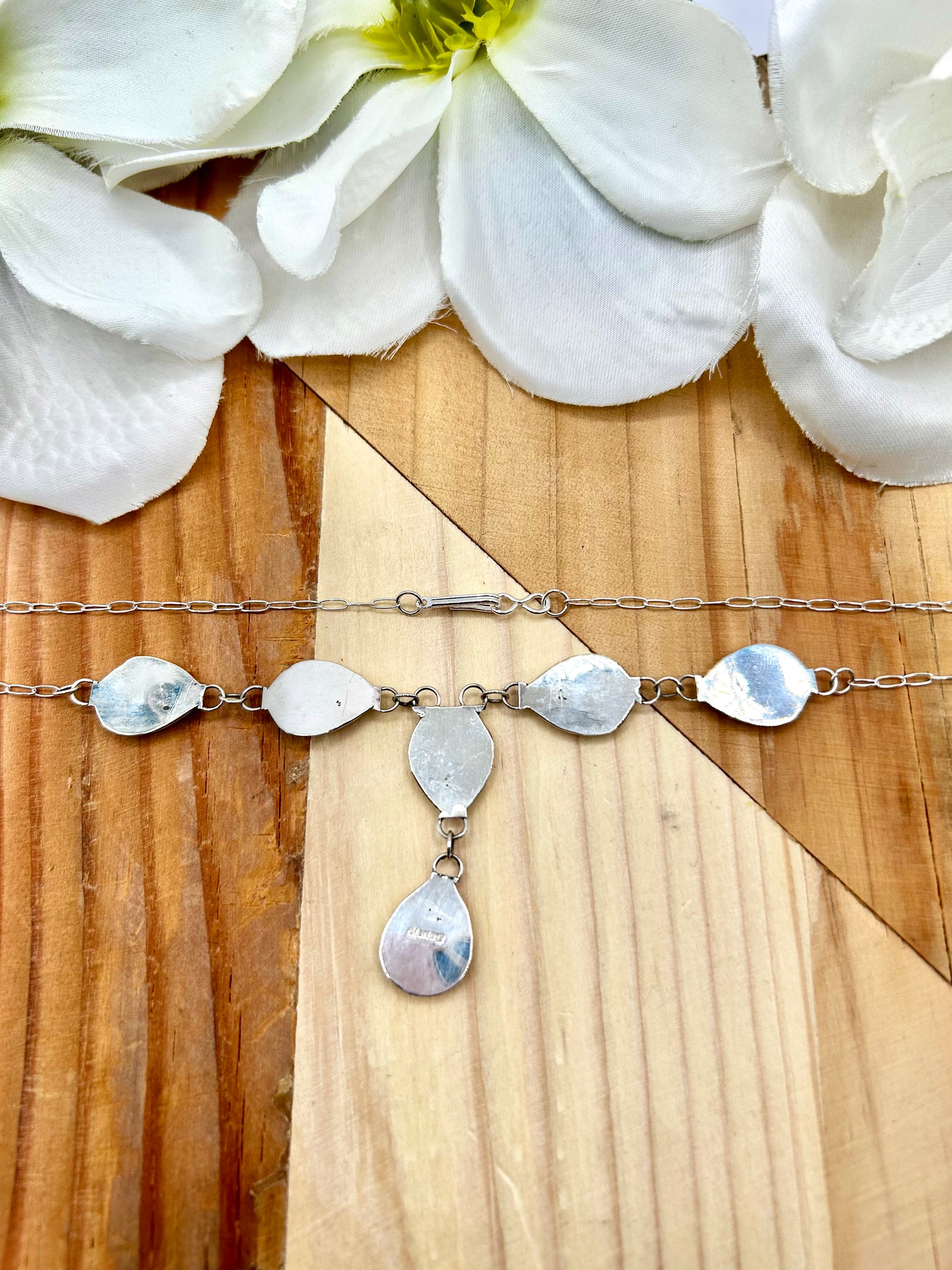 Navajo Made Kingman Turquoise & Sterling Silver Necklace