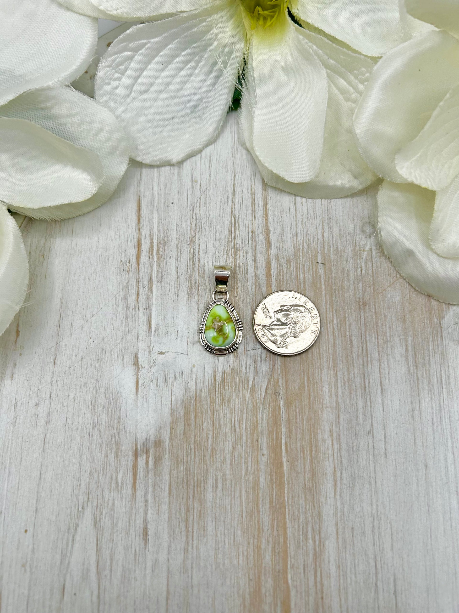 Navajo Made Palomino Variscite & Sterling Silver Pendant