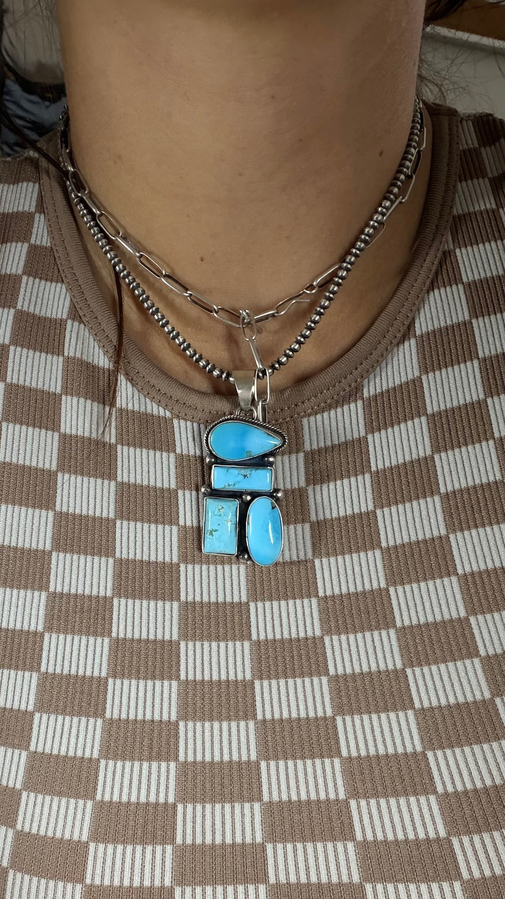 Jameson Garcia Blue Ridge Turquoise & Sterling Silver Cluster Pendant