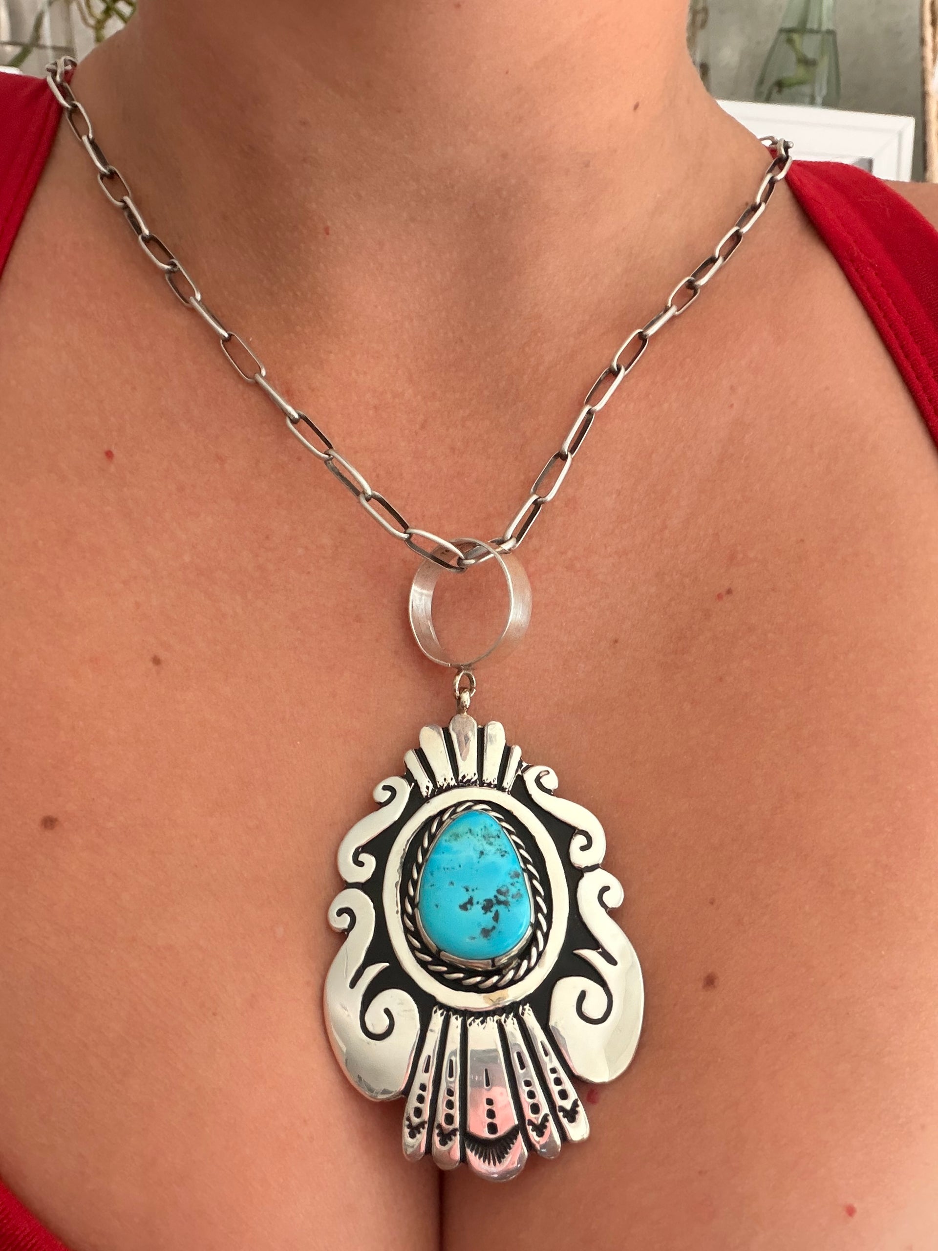 Tommy & Rose Singer Kingman Turquoise & Sterling Silver Pendant