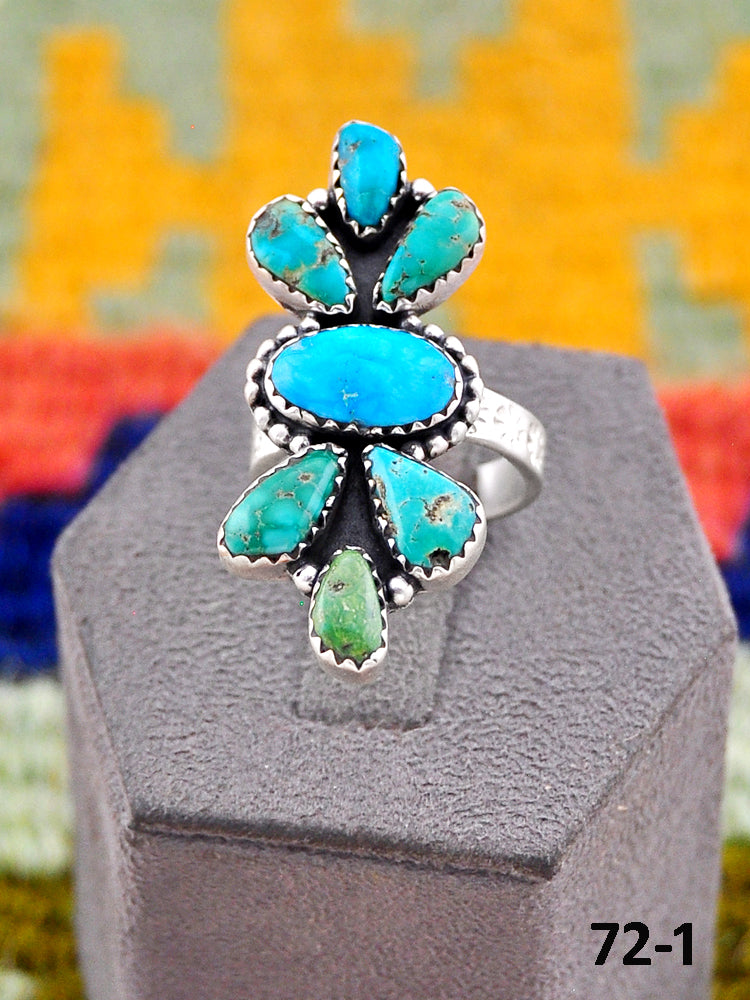 Southwest Handmade Santa Maria Turquoise & Sterling Silver Adjustable Ring