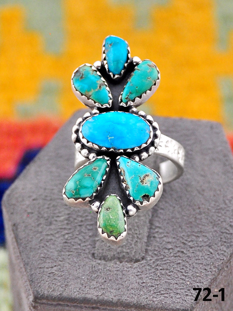 Southwest Handmade Santa Maria Turquoise & Sterling Silver Adjustable Ring