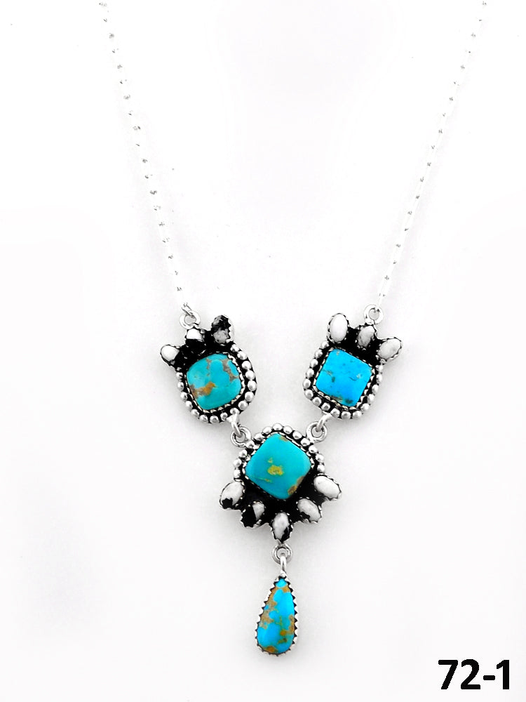 Southwest Handmade Santa Maria with White Buffalo & Sterling Silver Necklace