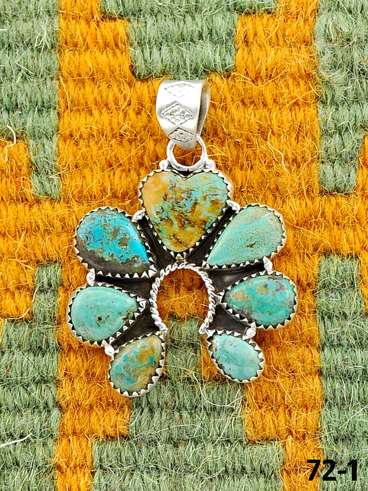 Southwest Made Cripple Creek Turquoise & Sterling Silver Pendant