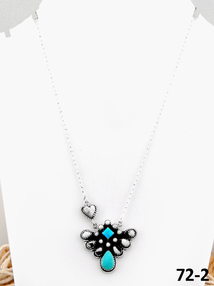 Southwest Handmade Santa Maria with White Buffalo & Sterling Silver Necklace