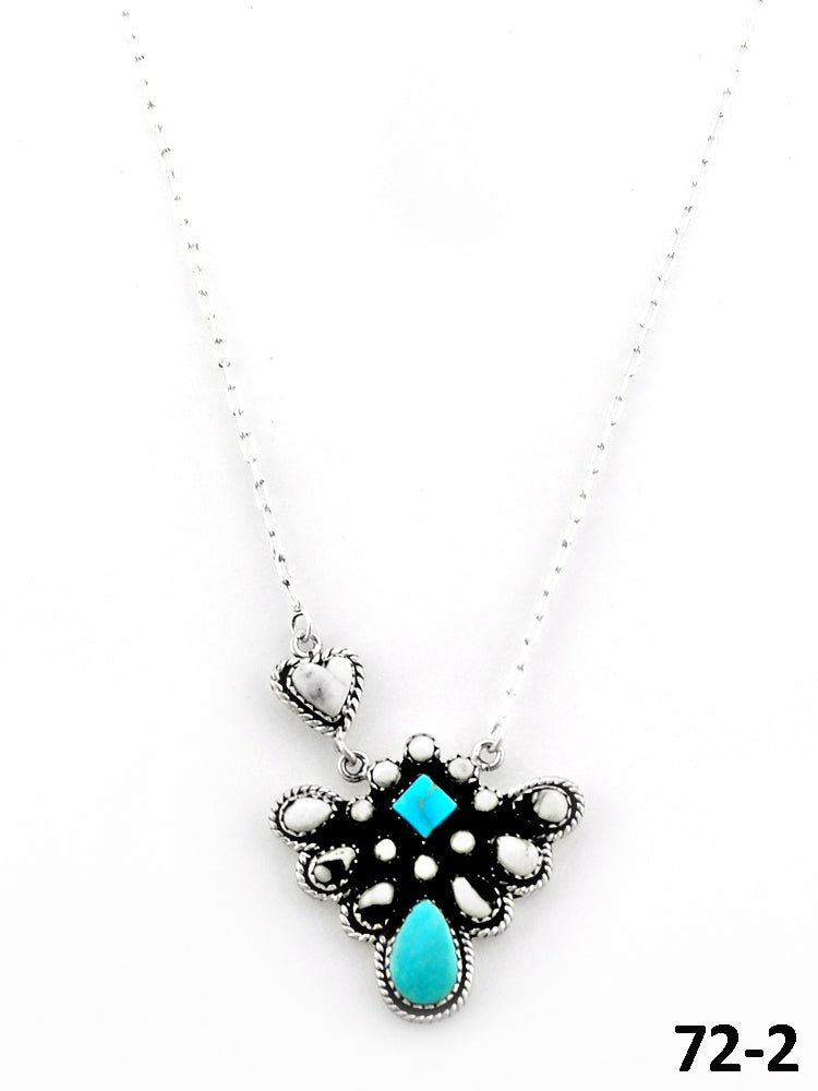Southwest Handmade Santa Maria with White Buffalo & Sterling Silver Necklace