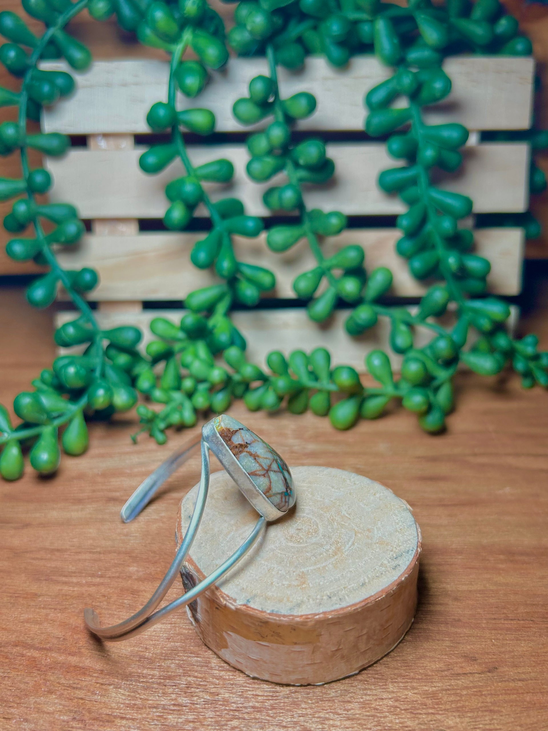 Navajo Made Bonlder Turquoise & Sterling Silver Cuff Bracelet
