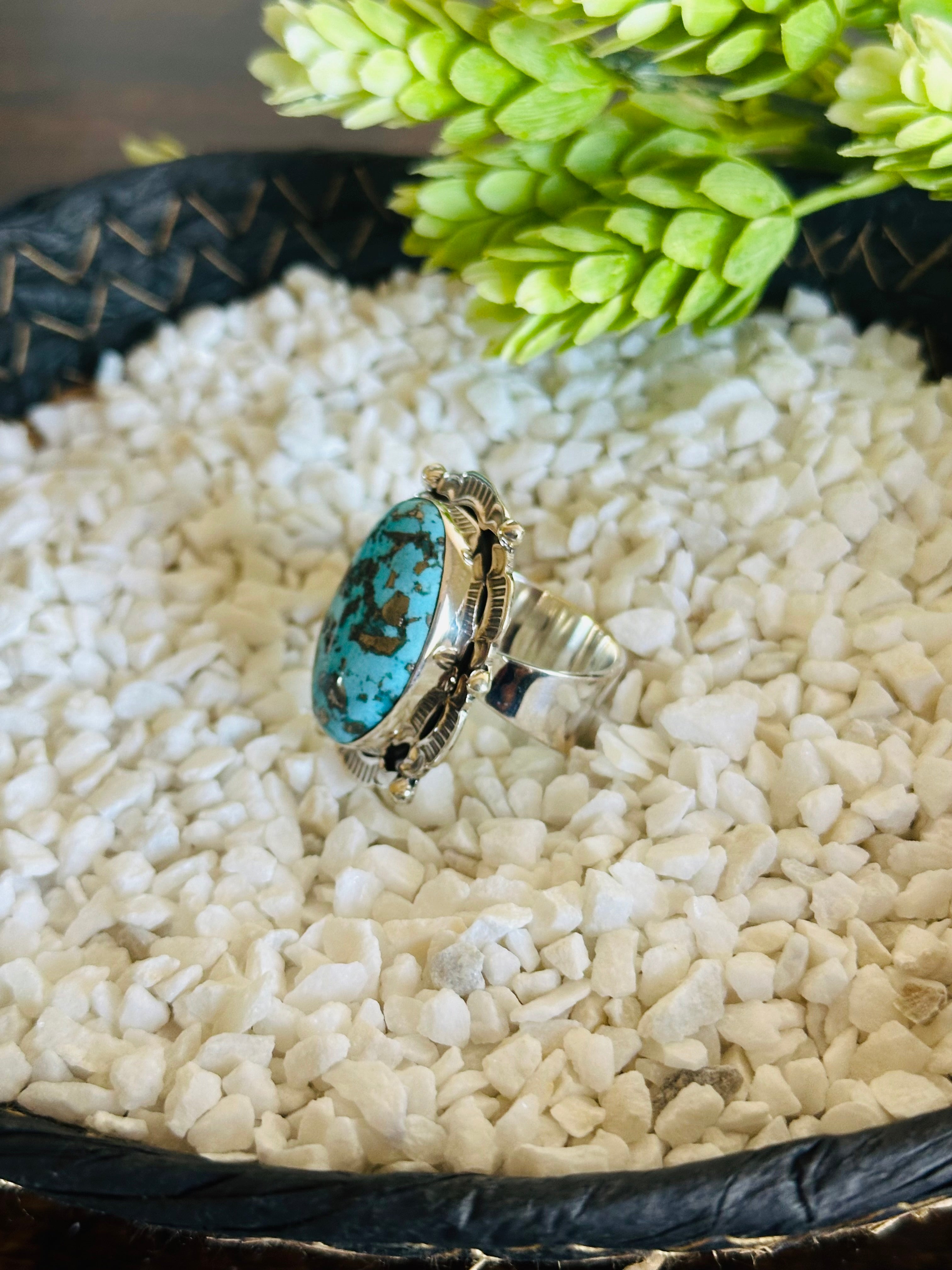 TTD Blue Ridge Turquoise & Sterling Silver Adjustable Ring