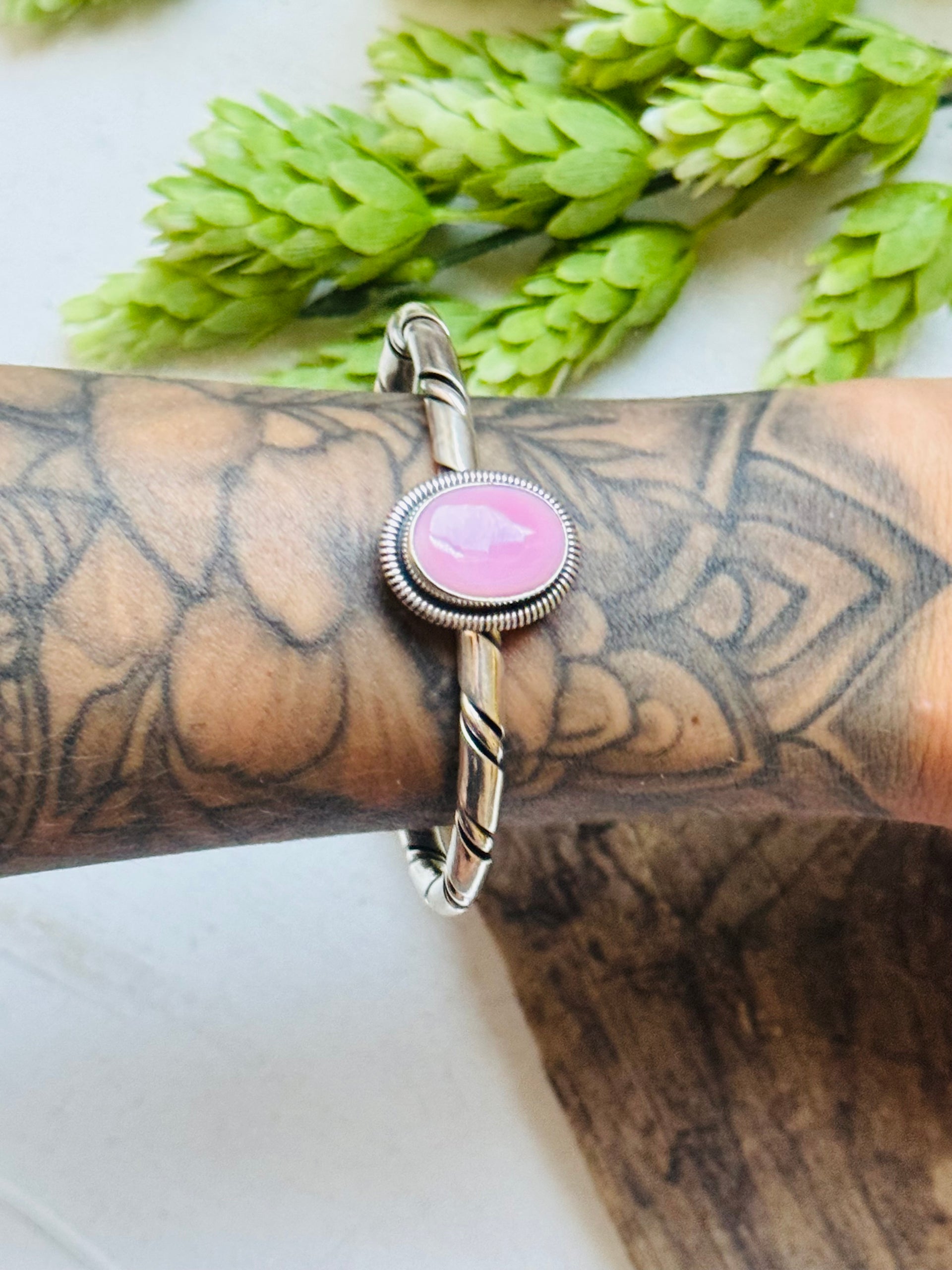 Wydell Billie Pink Conch & Sterling Silver Cuff Bracelet