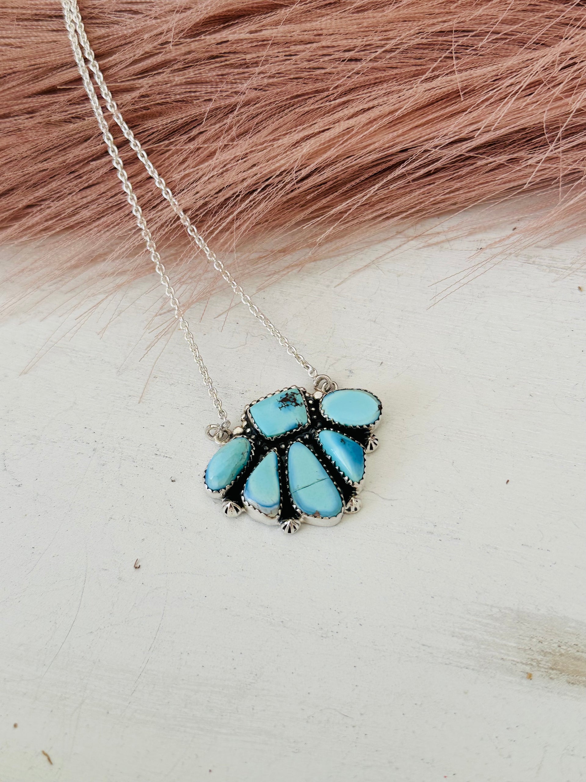 Southwest Handmade Golden Hills Turquoise & Sterling Silver Necklace