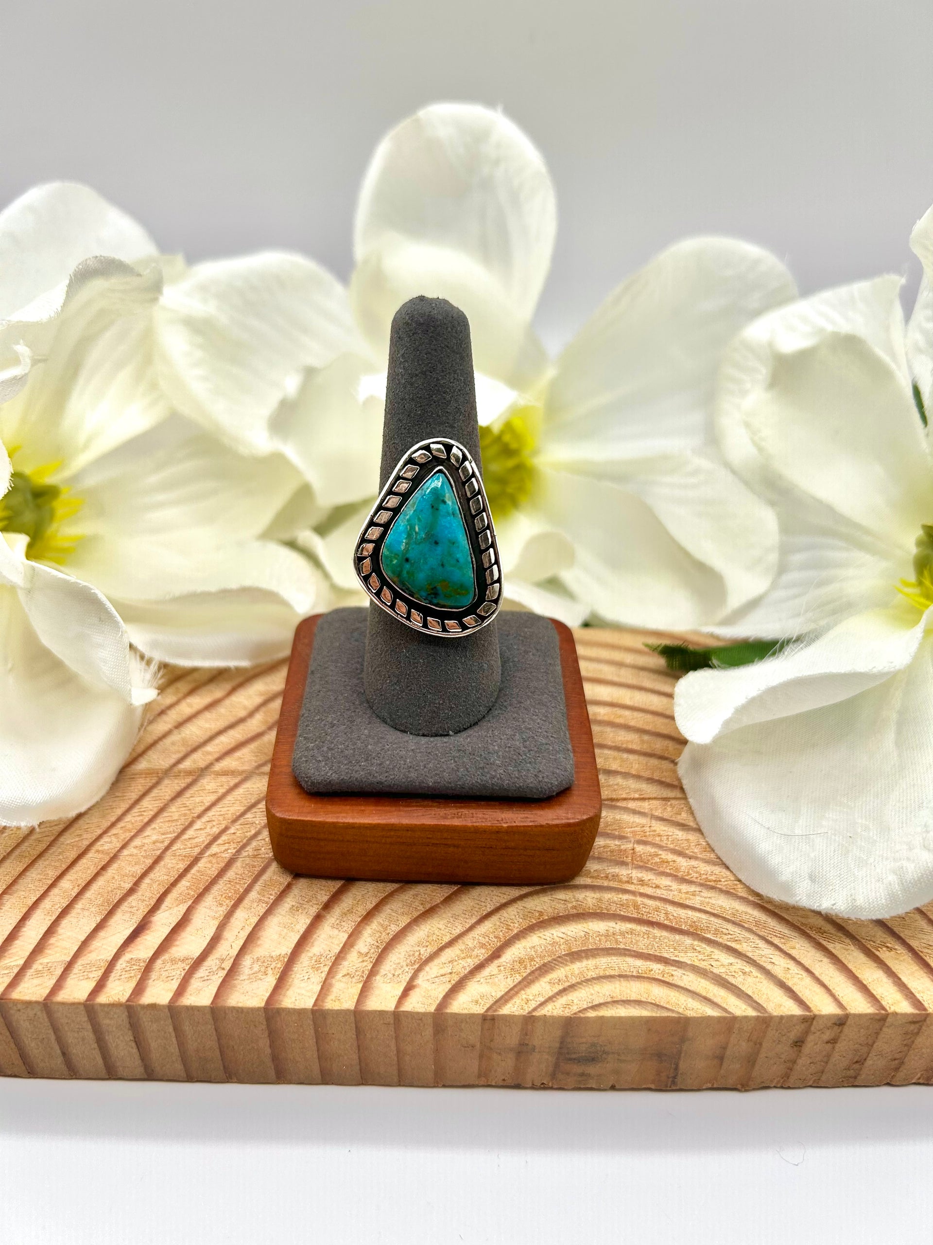 Mike Smith Kingman Turquoise & Sterling Silver Ring Size 9