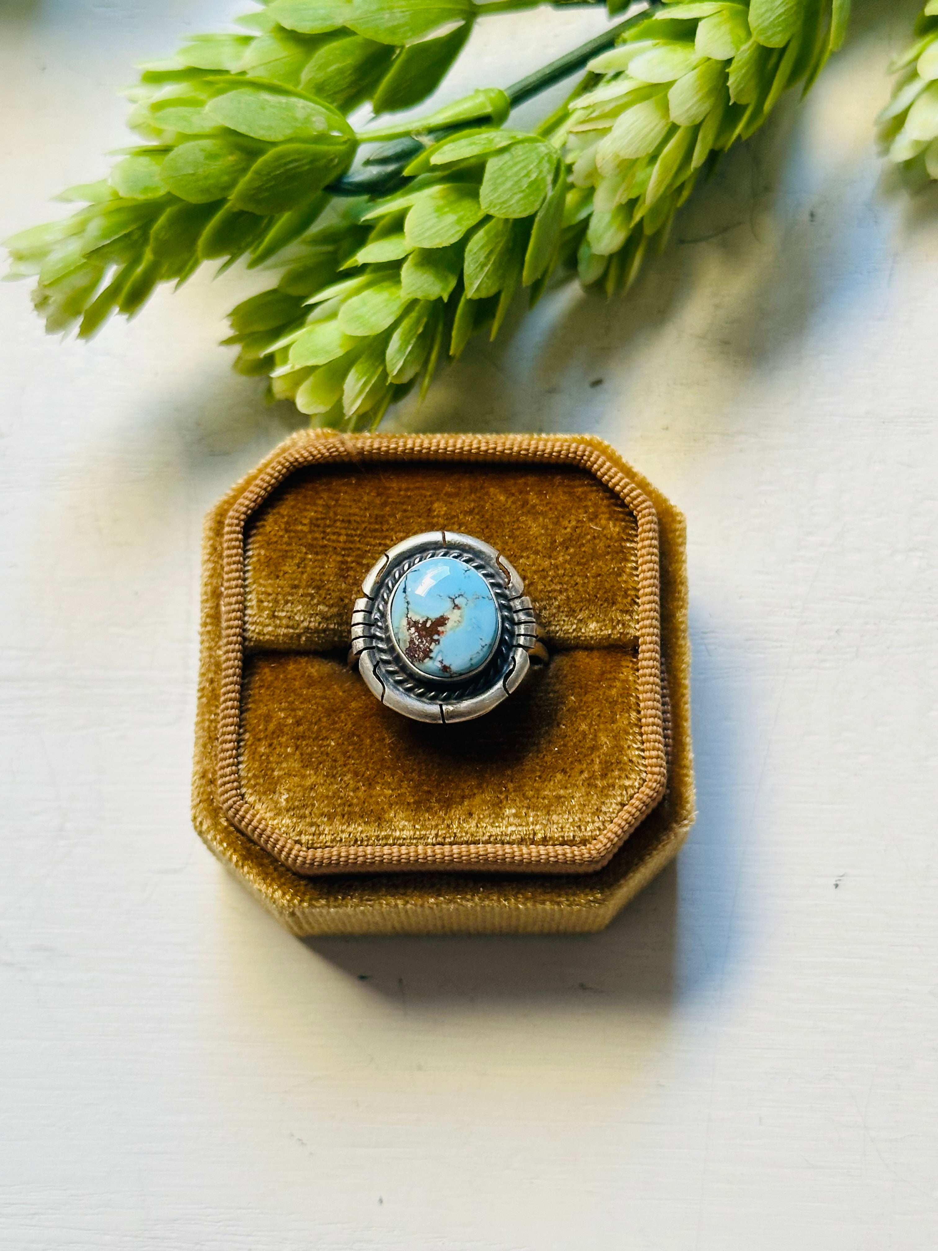 Navajo Made Golden Hills Turquoise & Sterling Silver Ring