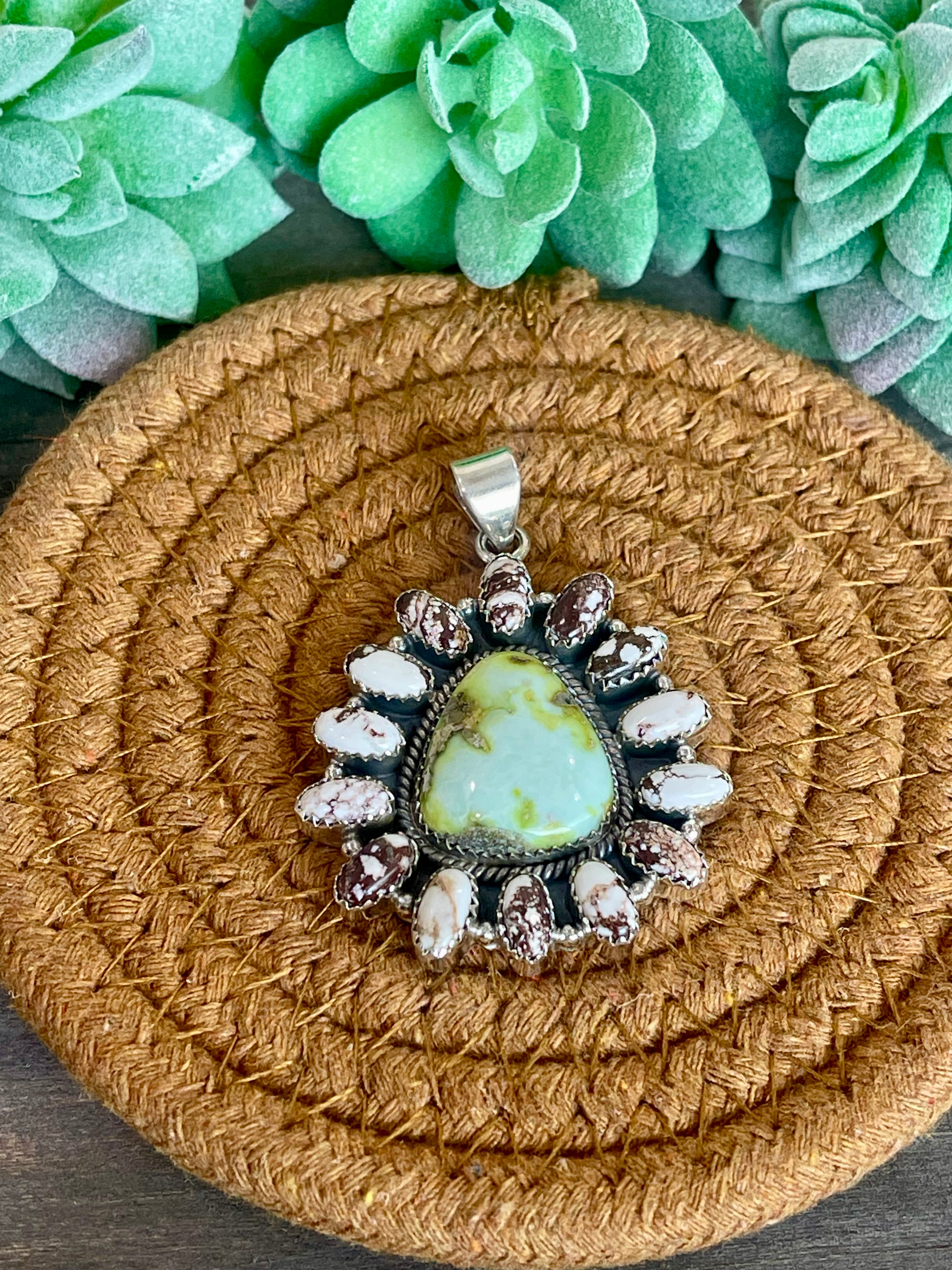 Southwest Multi Stone & Sterling Silver Pendant