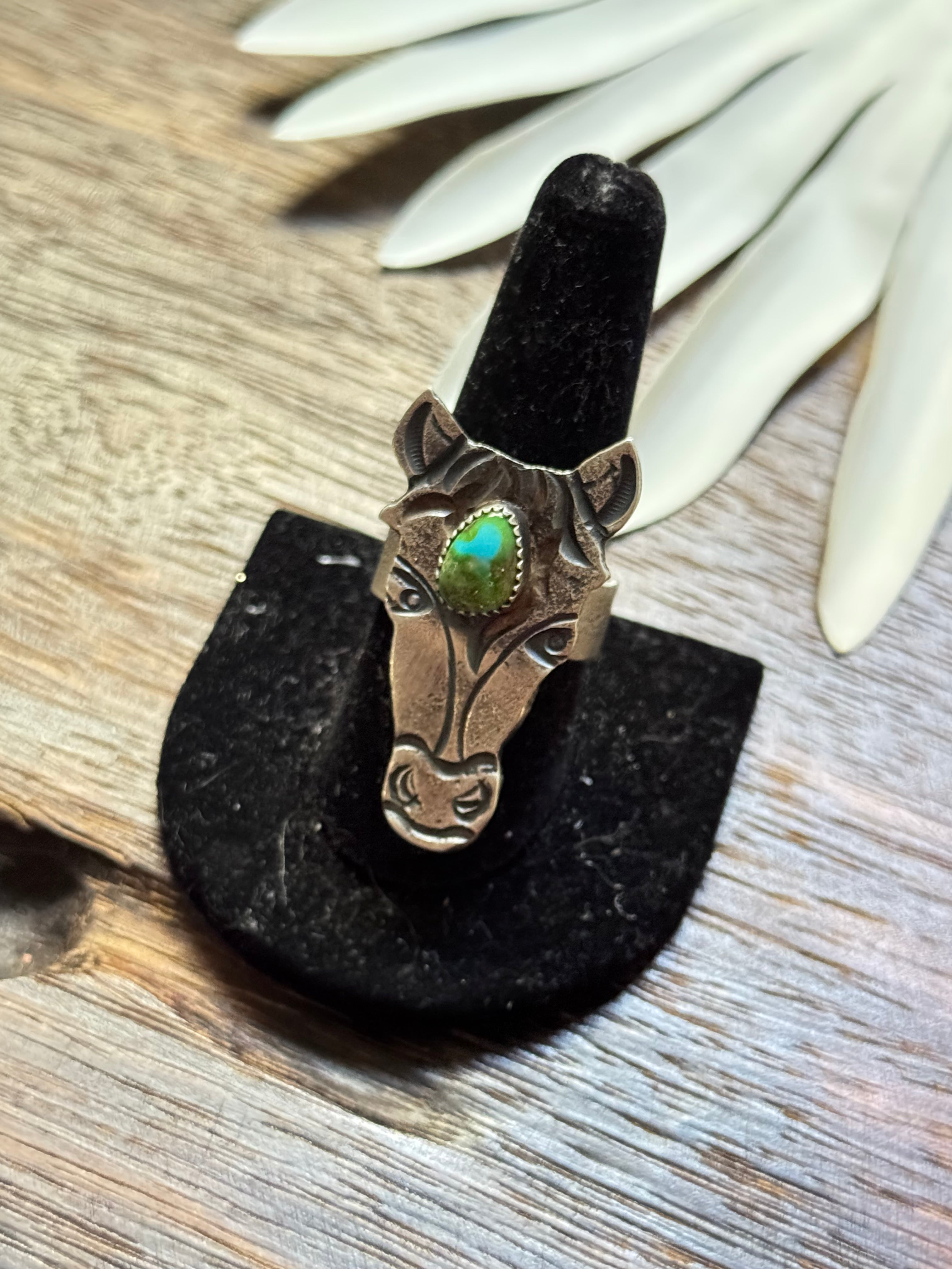 Kindale Billah Sonoran Mountain Turquoise & Sterling Silver Adjustable Horse Ring