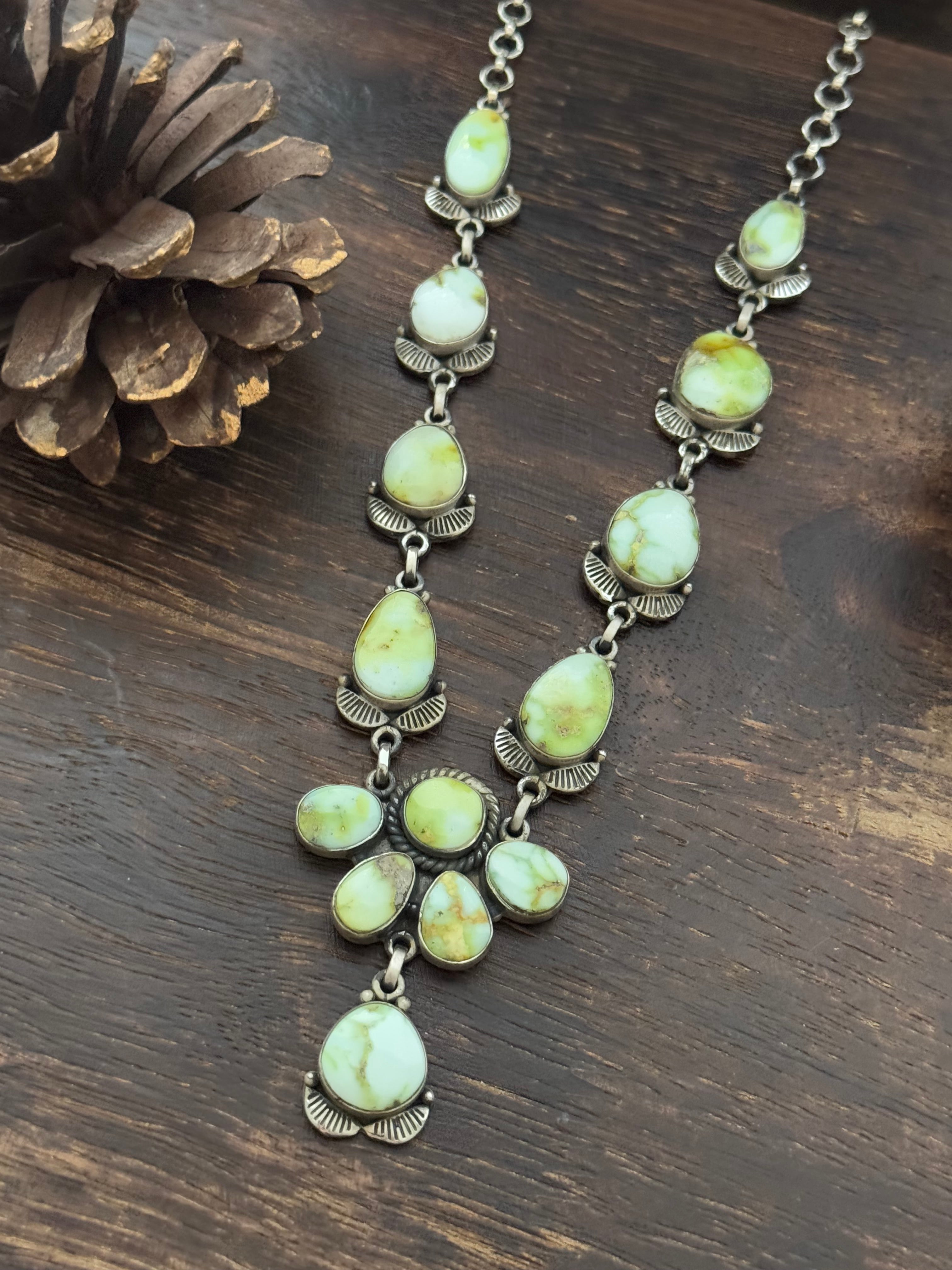 TTD Palomino Variscite & Sterling Silver Lariat Necklace