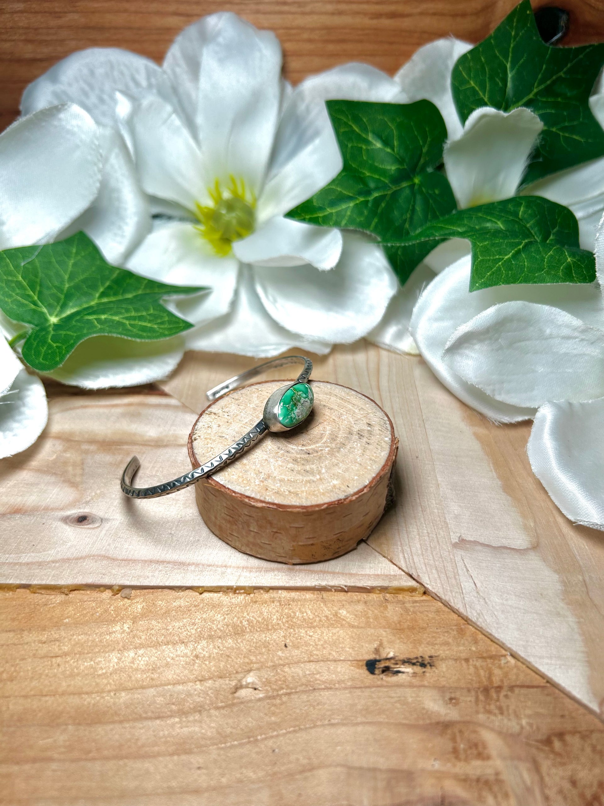 Navajo Made Sonoran Mountain Turquoise & Sterling Silver Cuff Bracelet