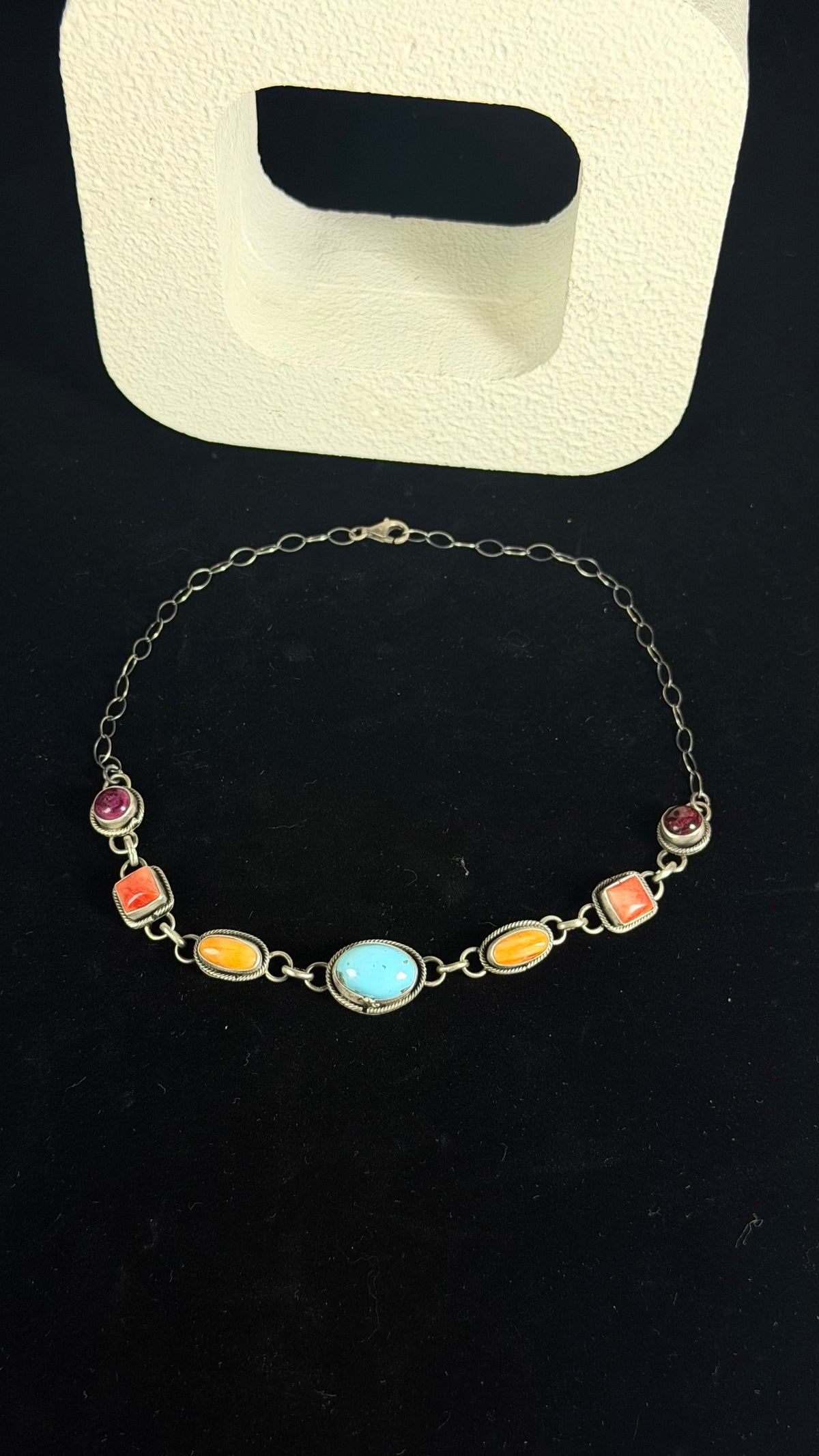 Danny Henio Multi Stone & Sterling Silver Choker Necklace