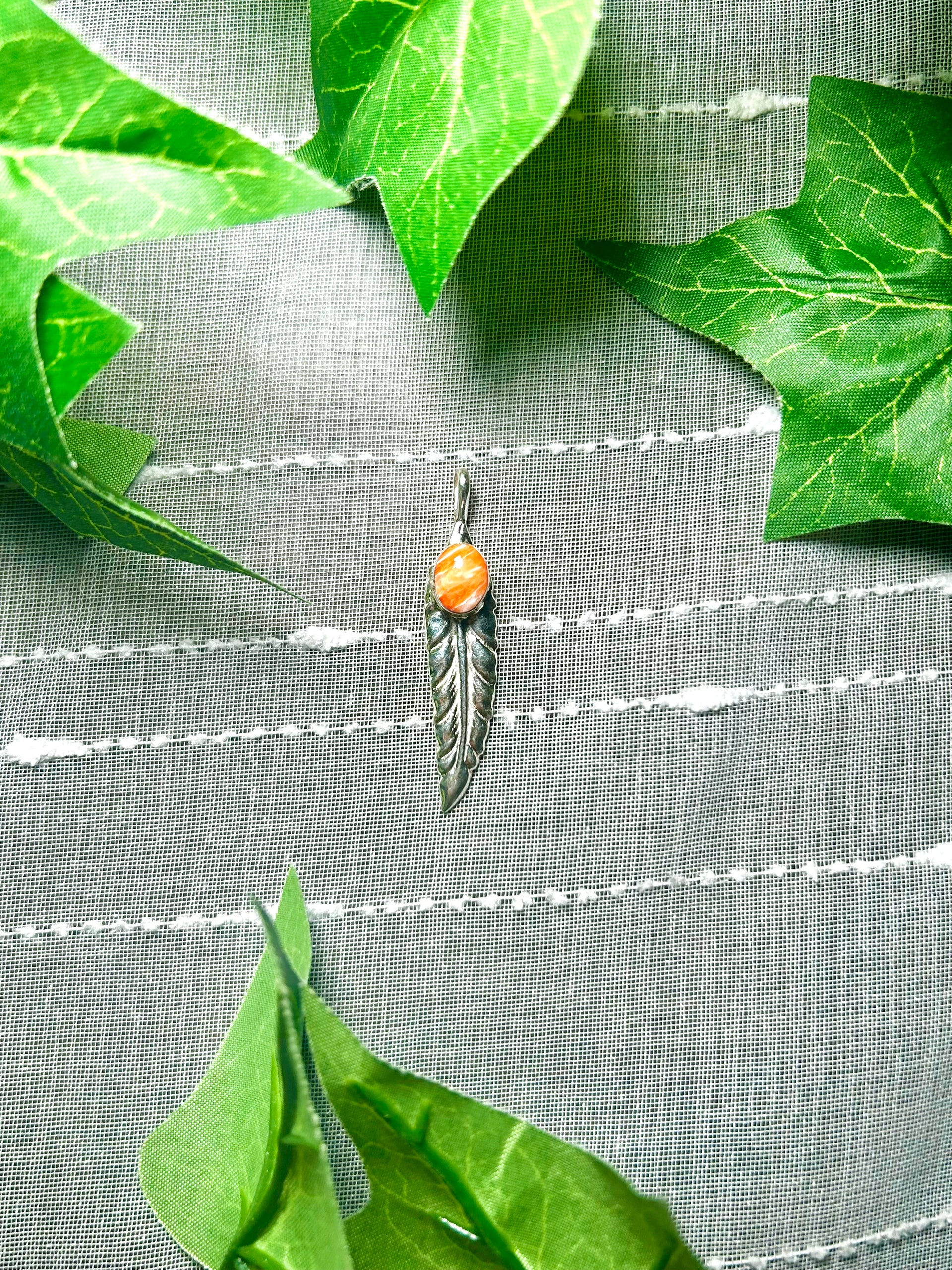 Navajo Made Spiny Oyster & Sterling Silver Pendant