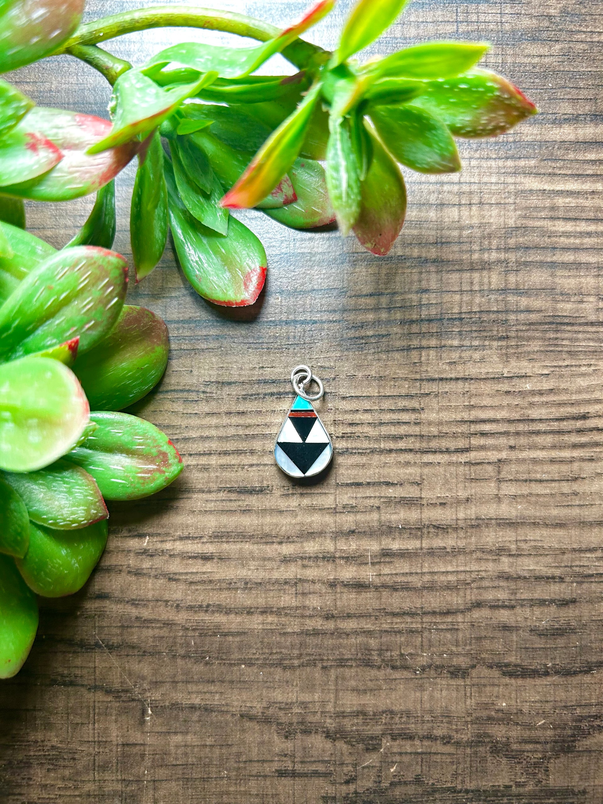 Zuni Made Multi Stone & Sterling Silver Pendant