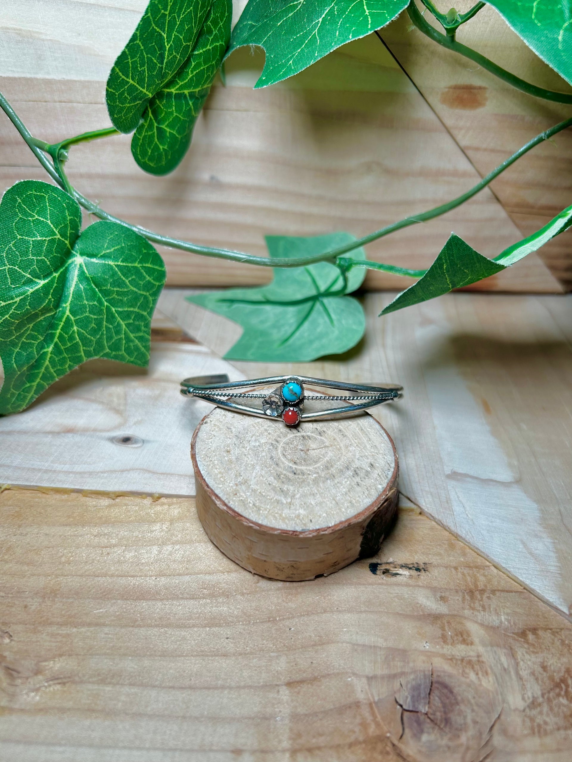 Navajo Made Multi Stone & Sterling Silver Cuff Bracelet