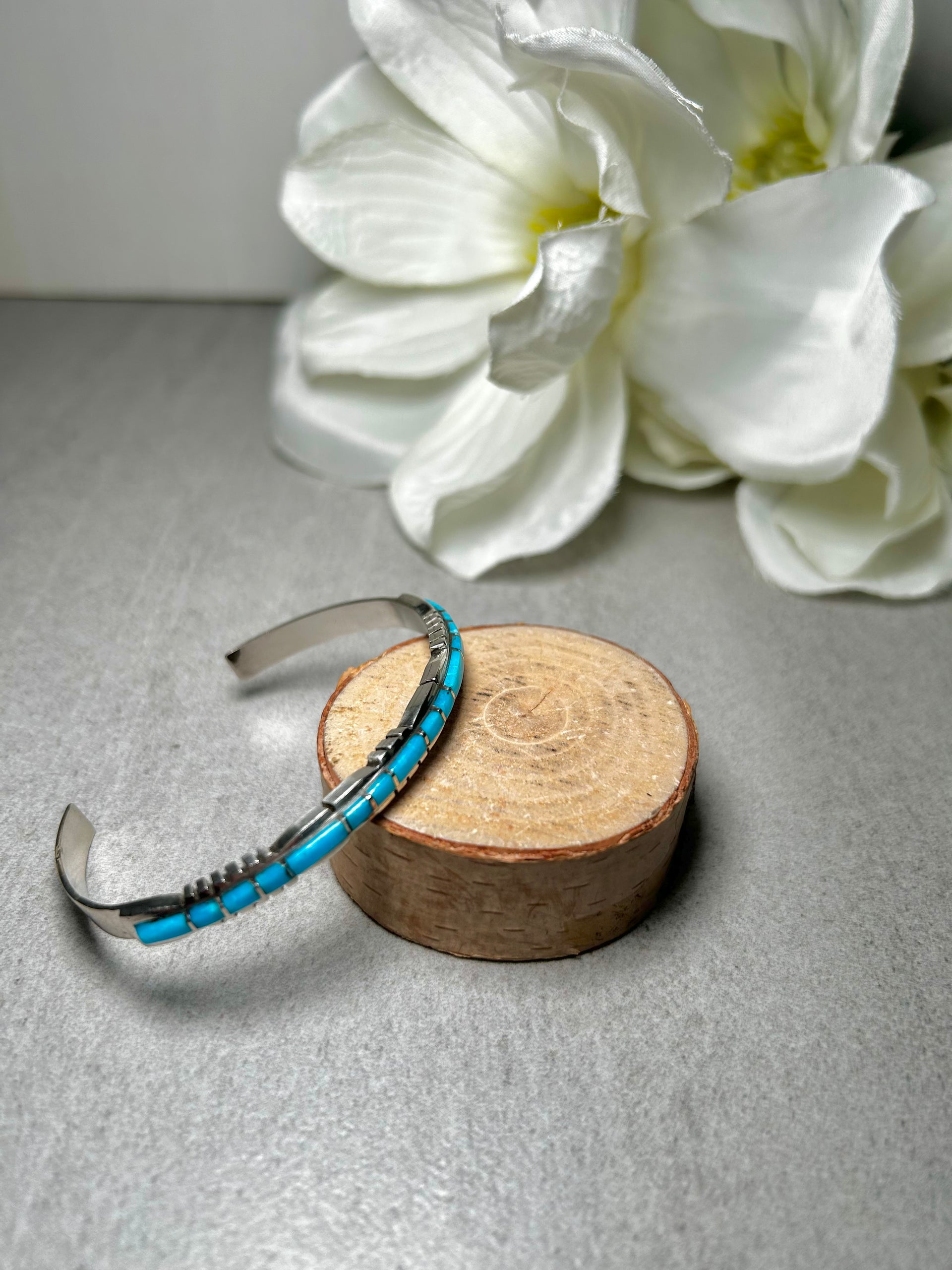 Zuni Made Kingman Turquoise & Sterling Silver Cuff Bracelet