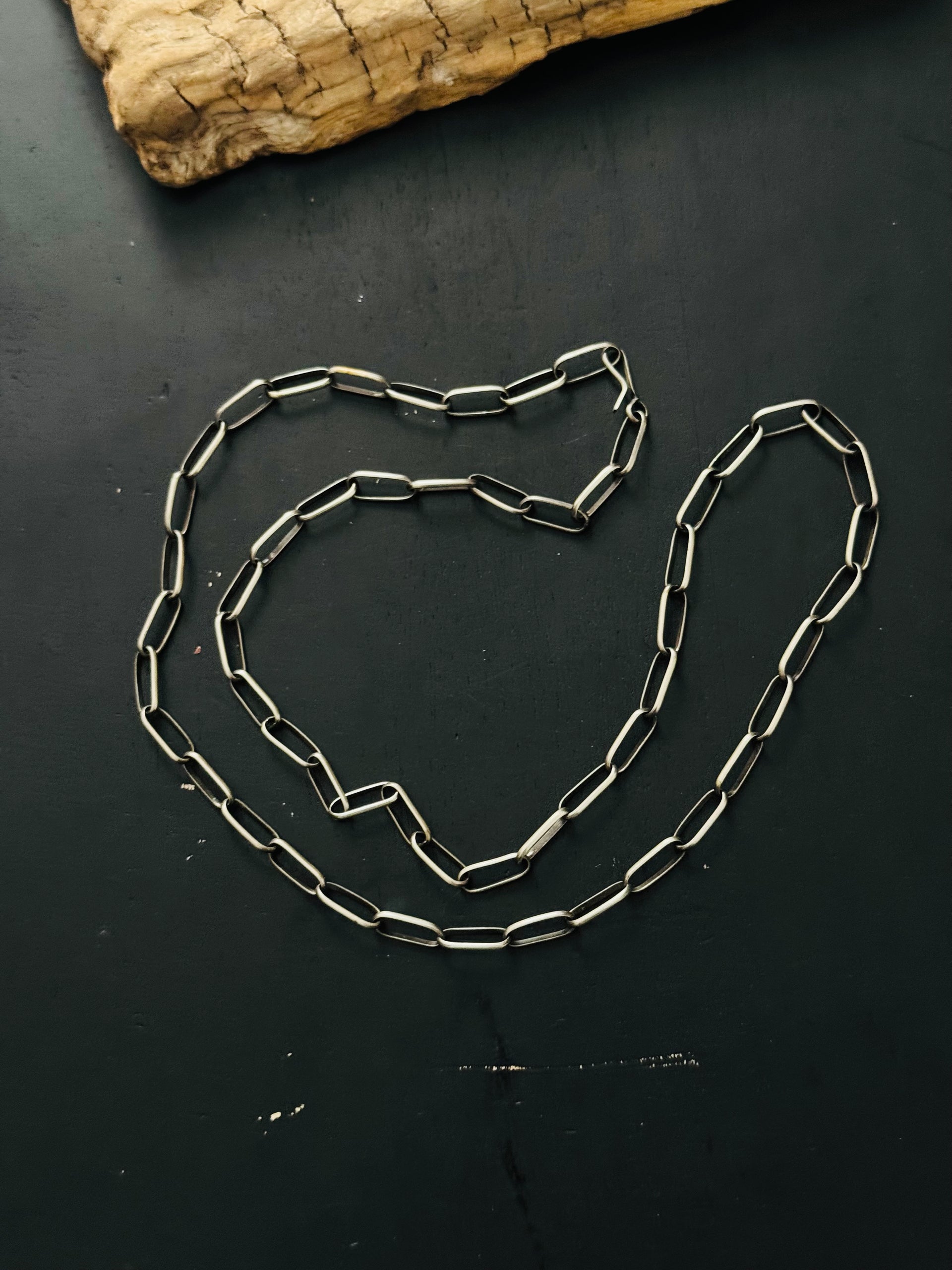 Navajo Made Sterling Silver Paperclip Chain Necklace